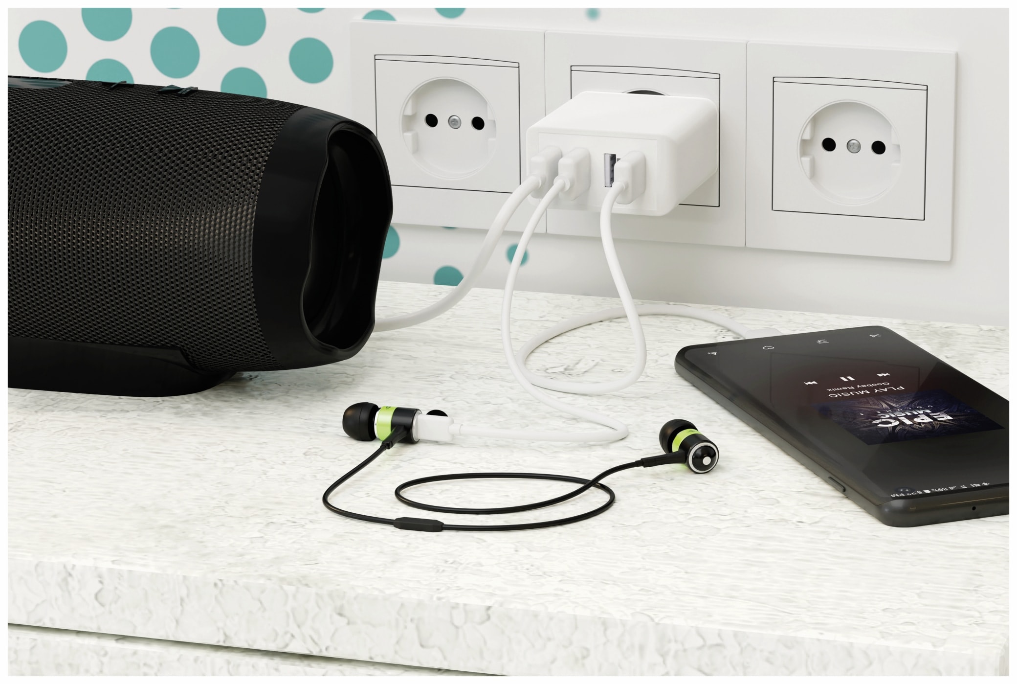 GOOBAY USB-Lader 44962, 4-fach, 3 A, 30 W, weiß GOOBAY USB-Lader 44962, 4-fach, 3 A, 30 W, weiß