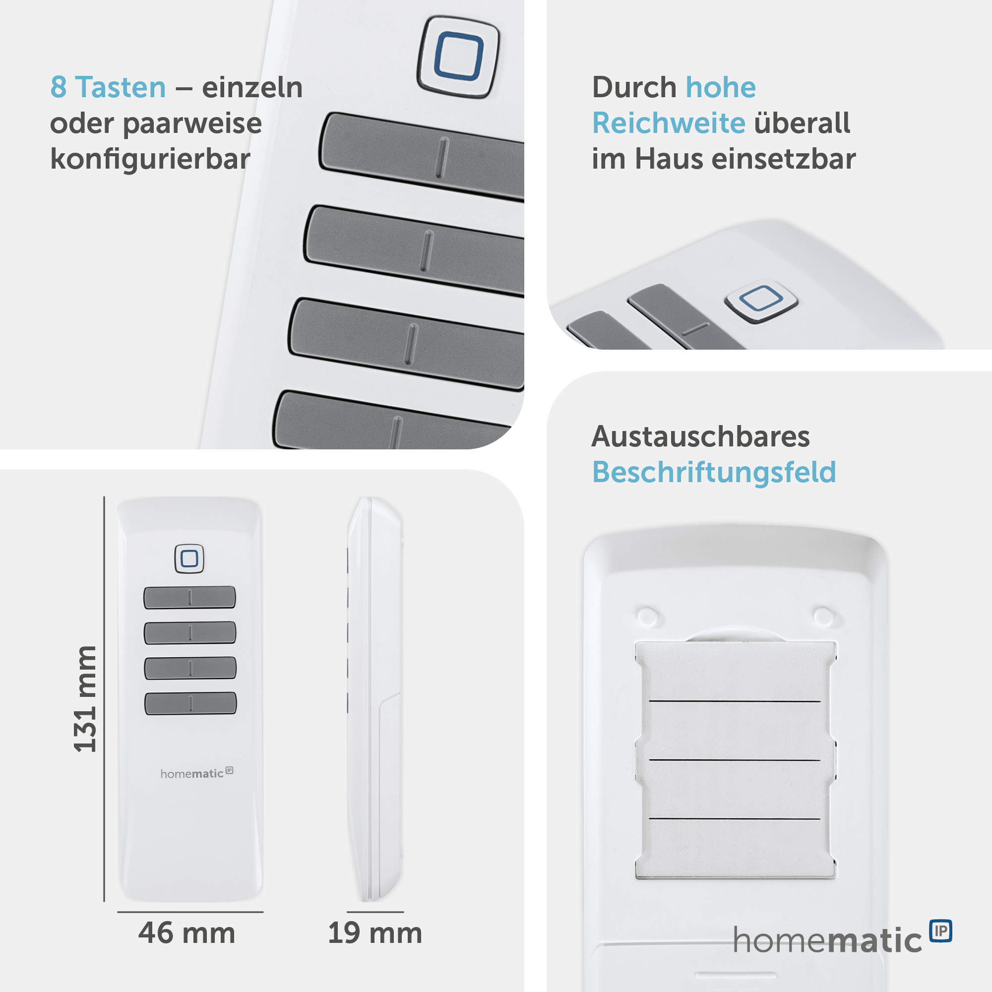 HOMEMATIC IP Smart Home 142307A0 Fernbedienung, 8 Tasten HOMEMATIC IP Smart Home 142307A0 Fernbedienung, 8 Tasten