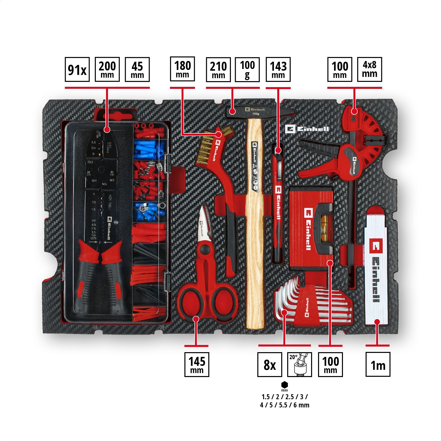 EINHELL Werkzeugkoffer Hobby, 370512, E-Case, 153-teilig EINHELL Werkzeugkoffer Hobby, 370512, E-Case, 153-teilig