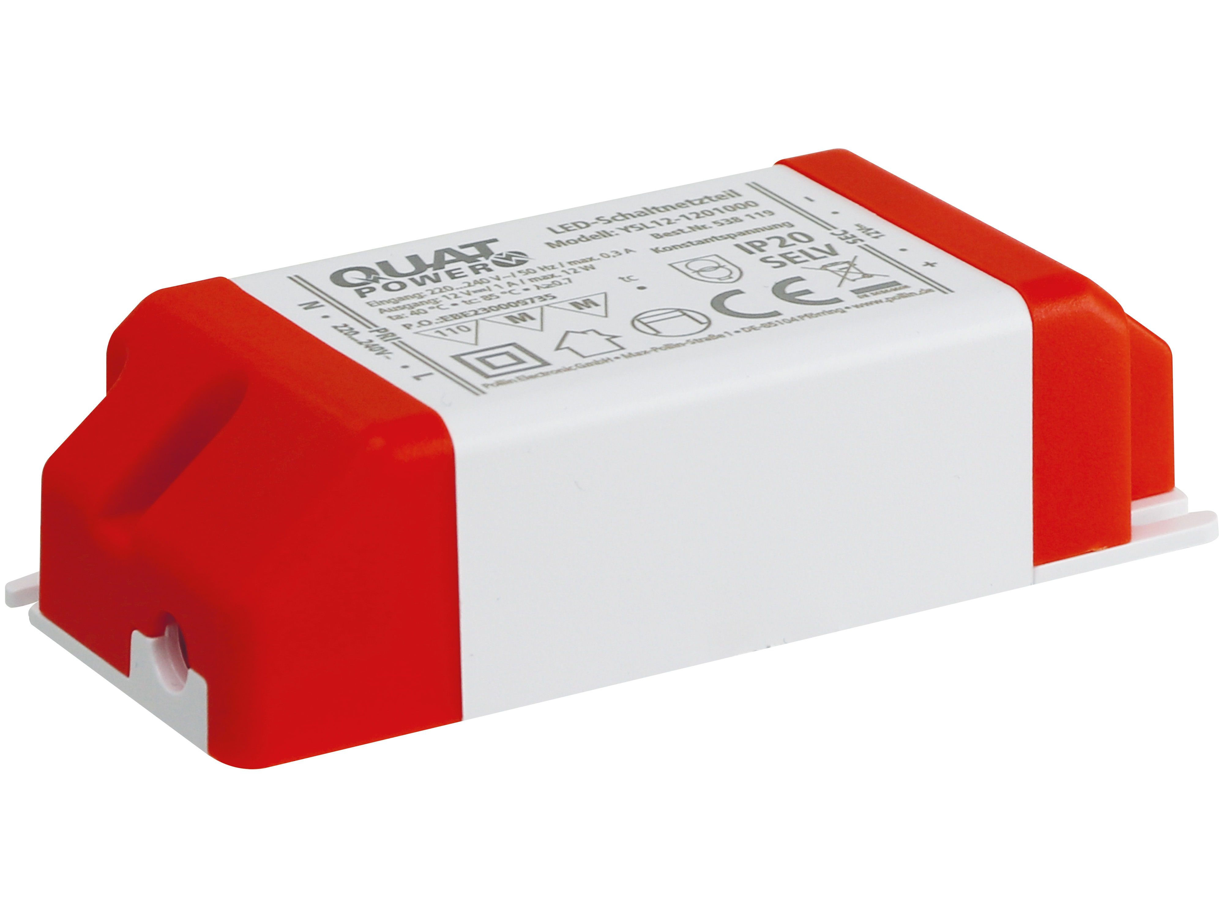 QUATPOWER LED-Schaltnetzteil YSL12-1201000, 12 V-, 12 W QUATPOWER LED-Schaltnetzteil YSL12-1201000, 12 V-, 12 W