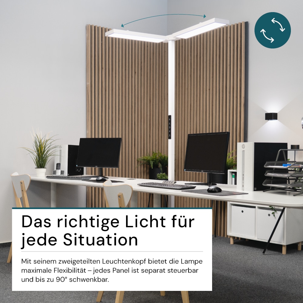 LUXULA LED-Büro-Stehleuchte, Up/Down, 120W, 4000K, EEK: F, 8500lm, IP20, dimmbar, weiß LUXULA LED-Büro-Stehleuchte, Up/Down, 120W, 4000K, EEK: F, 8500lm, IP20, dimmbar, weiß