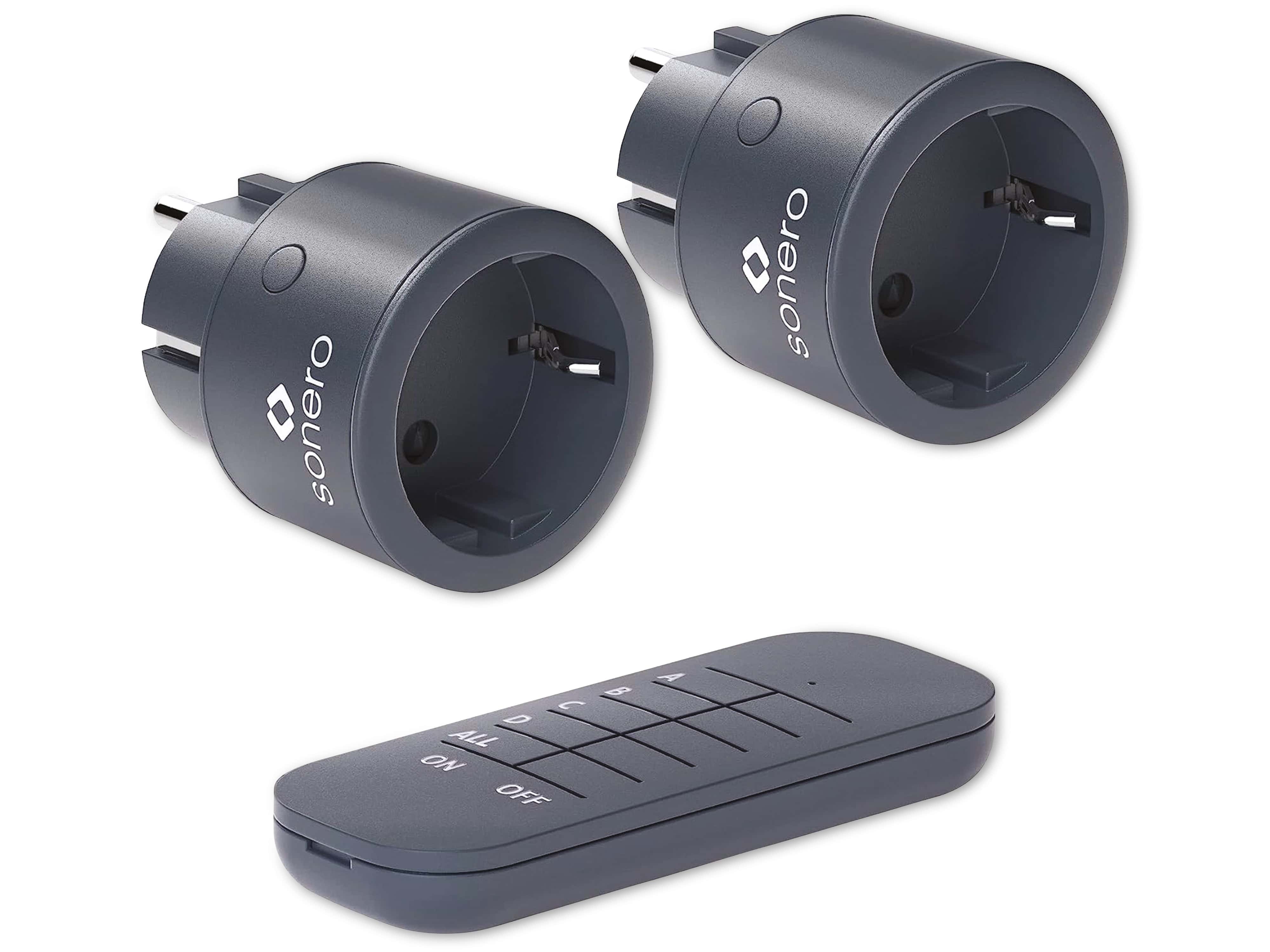 SONERO Funksteckdosen Set, 1 Sender, 2 Empfänger, anthrazit SONERO Funksteckdosen Set, 1 Sender, 2 Empfänger, anthrazit