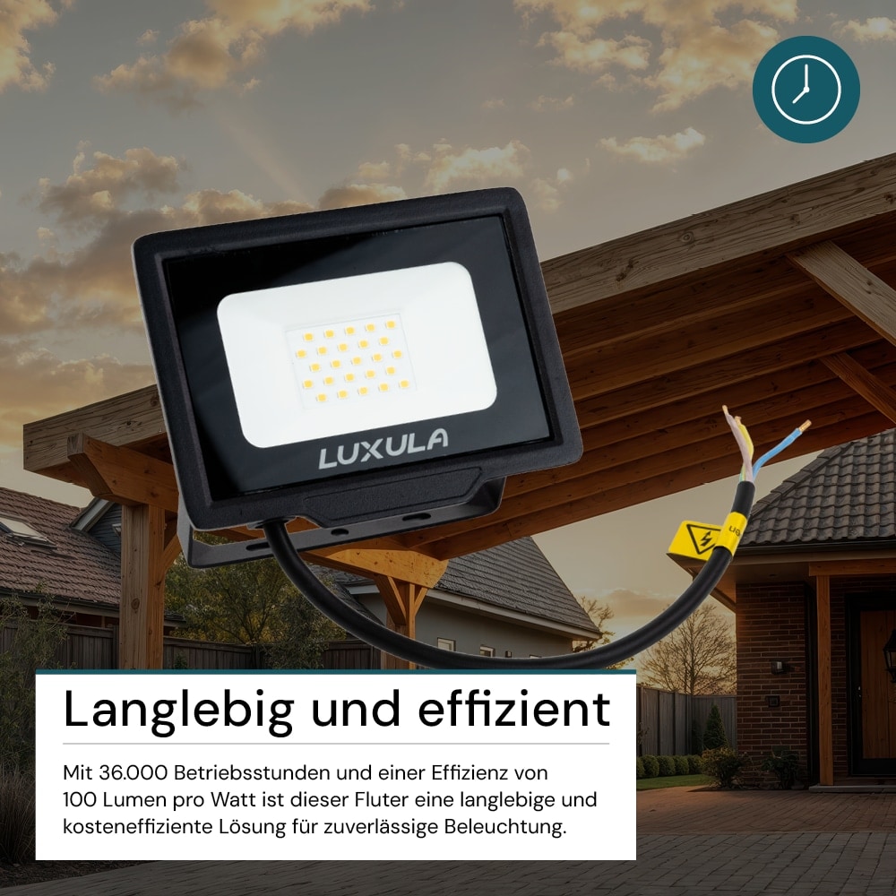 LUXULA LED-Fluter, EEK: F, 20W, 2000lm, 4000K, schwarz LUXULA LED-Fluter, EEK: F, 20W, 2000lm, 4000K, schwarz