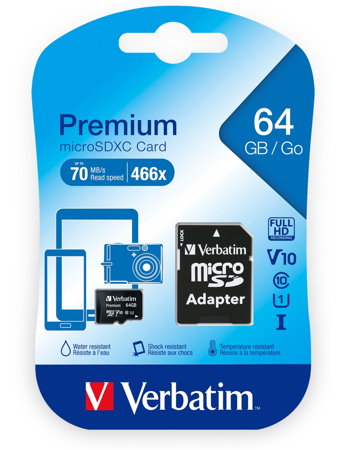 VERBATIM MicroSDXC Card Premium, 64 GB, Class 10, inkl. Adapter VERBATIM MicroSDXC Card Premium, 64 GB, Class 10, inkl. Adapter