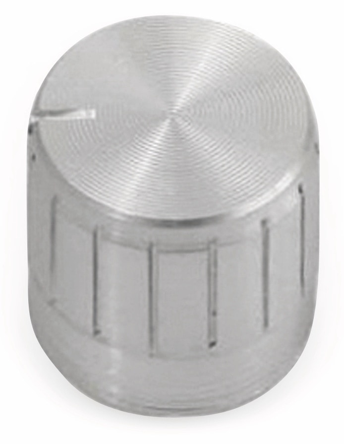 Aluminium-Drehknopf mit Zeigernase, 16x17 mm, silber Aluminium-Drehknopf mit Zeigernase, 16x17 mm, silber