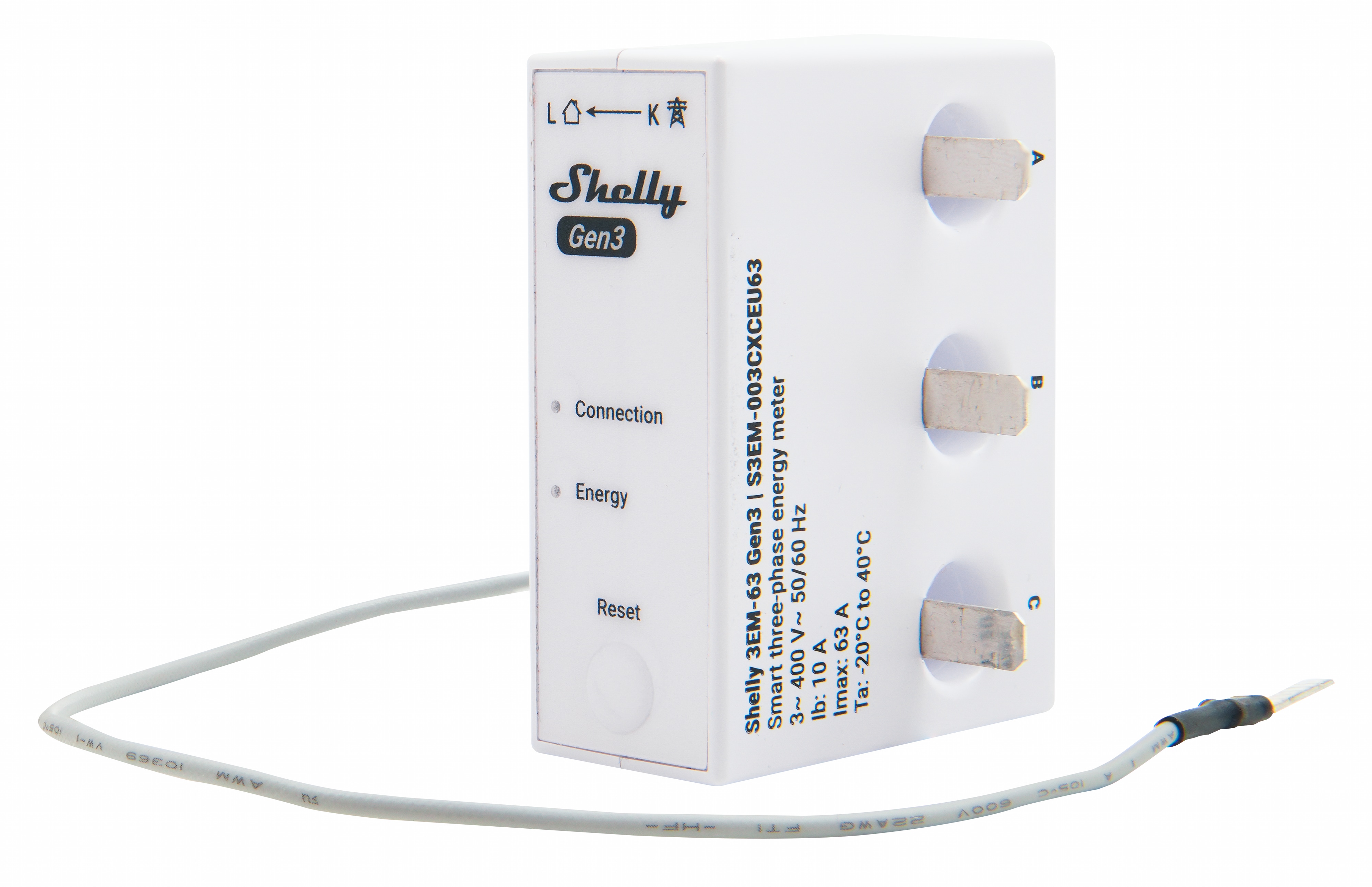 SHELLY WLAN-Stromzähler 3EM-63T Gen3, weiß