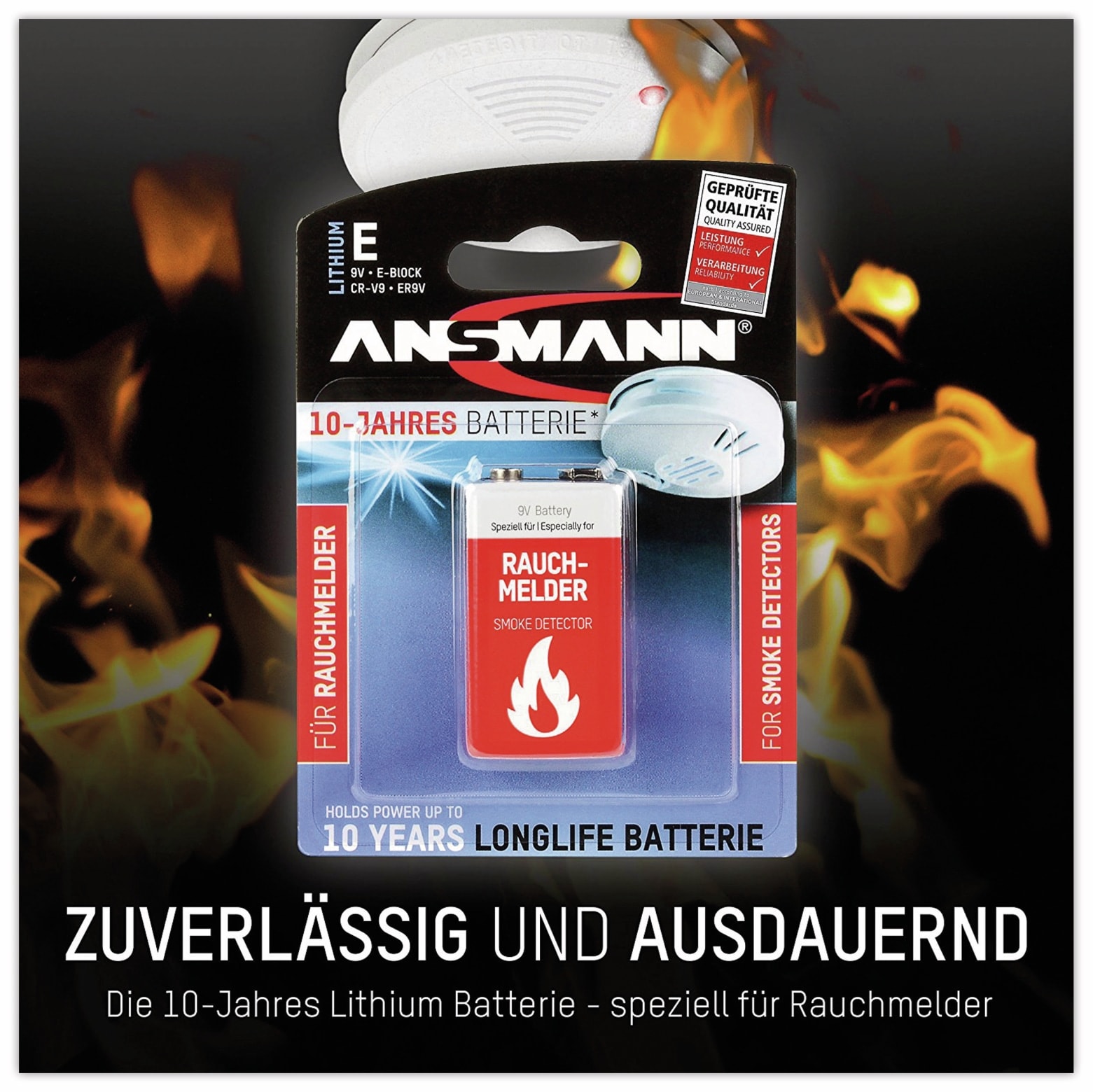 ANSMANN 9V-Blockbatterie, Lithium, 1100mAh, für Rauchmelder ANSMANN 9V-Blockbatterie, Lithium, 1100mAh, für Rauchmelder