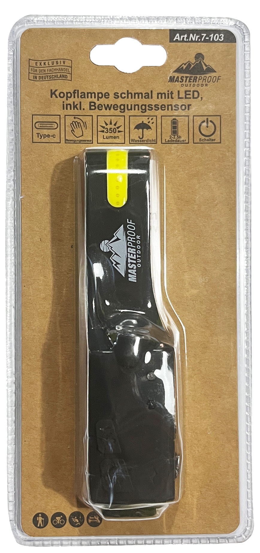 MASTERPROOF LED-Stirnlampe, inkl. Bewegungssensor MASTERPROOF LED-Stirnlampe, inkl. Bewegungssensor