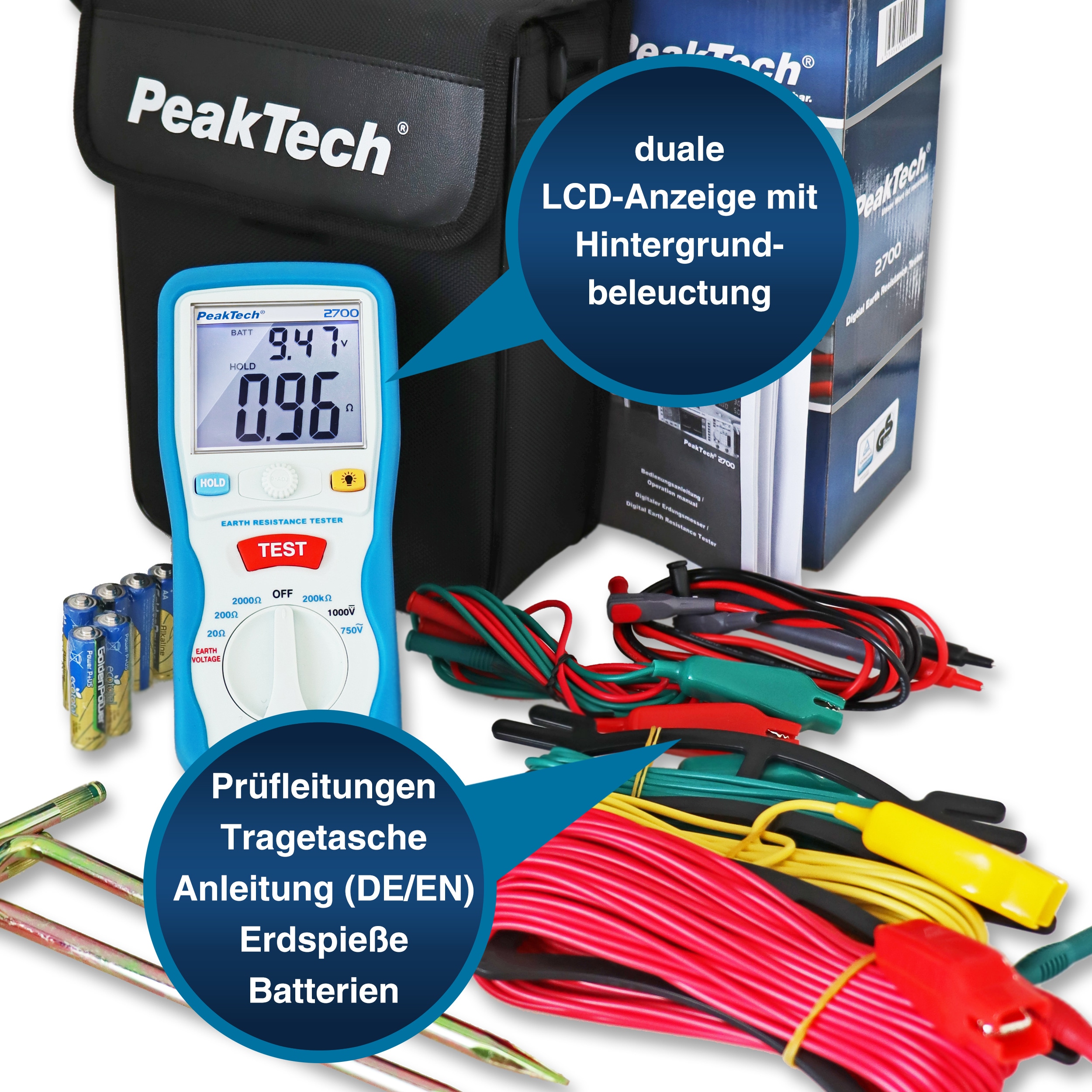 PEAKTECH Erdungs-Messgerät, P2700 PEAKTECH Erdungs-Messgerät, P2700