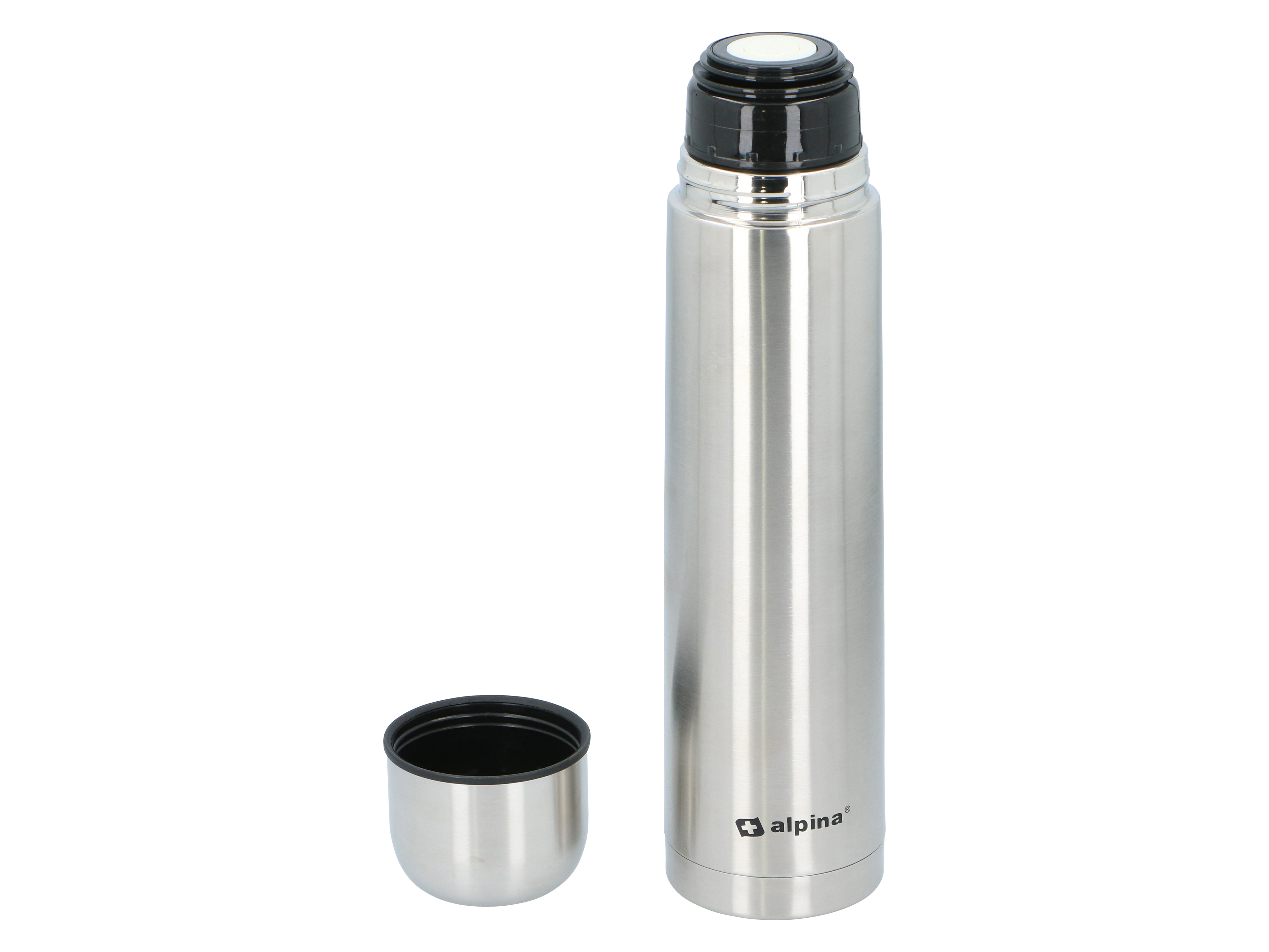 ALPINA Thermoskanne - Isolierkanne, Edelstahl, Doppelwand, mit Becher, 1L ALPINA Thermoskanne - Isolierkanne, Edelstahl, Doppelwand, mit Becher, 1L