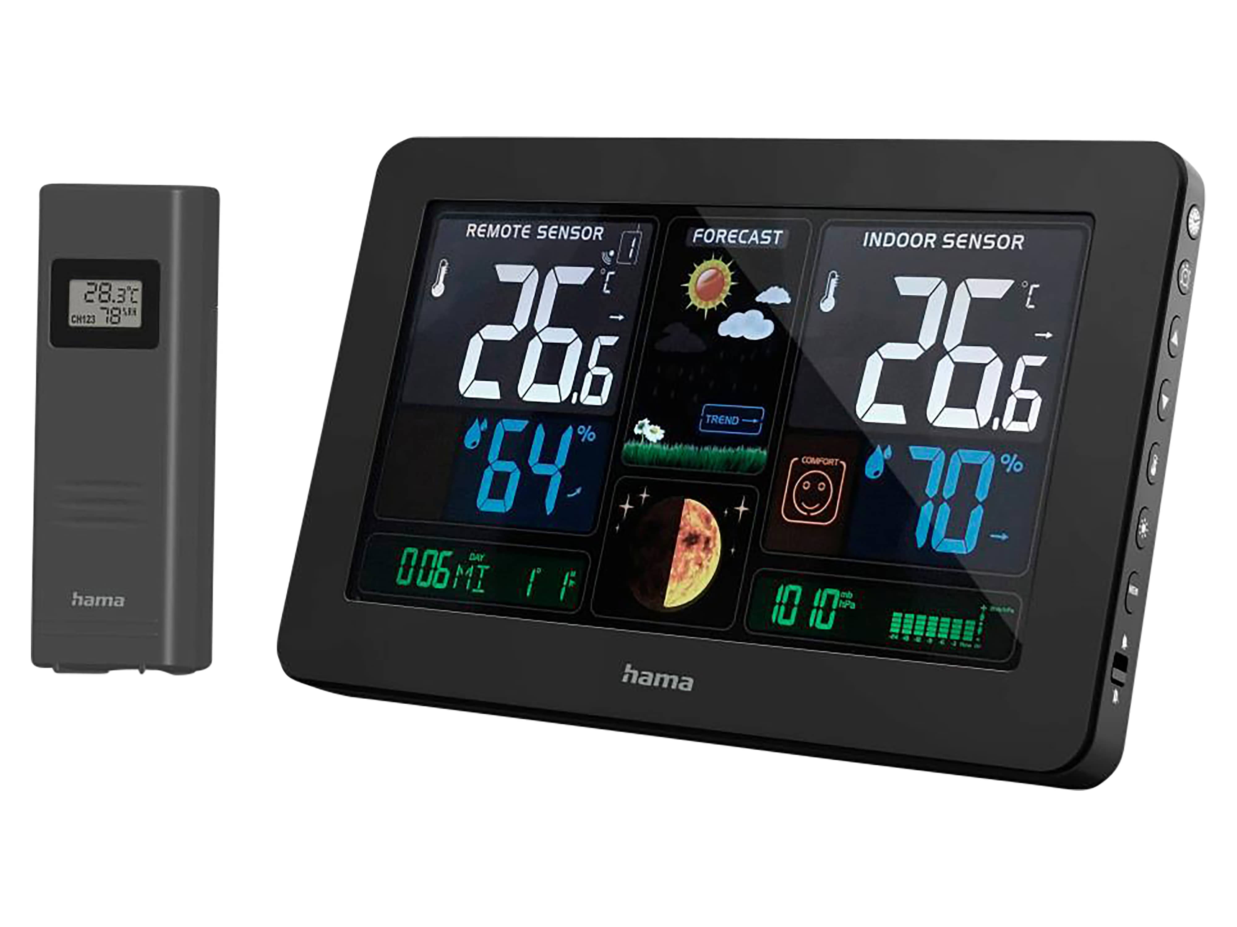 HAMA Wetterstation "Premium", mit LED-Farbdisplay und LED-Ladefunktion