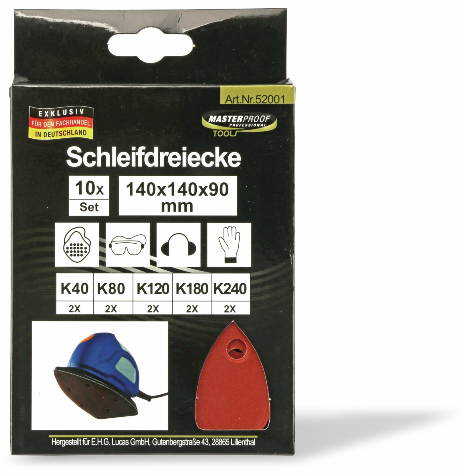 Schleifdreiecke-Set, 10 Stück, 140x140x90 mm Schleifdreiecke-Set, 10 Stück, 140x140x90 mm