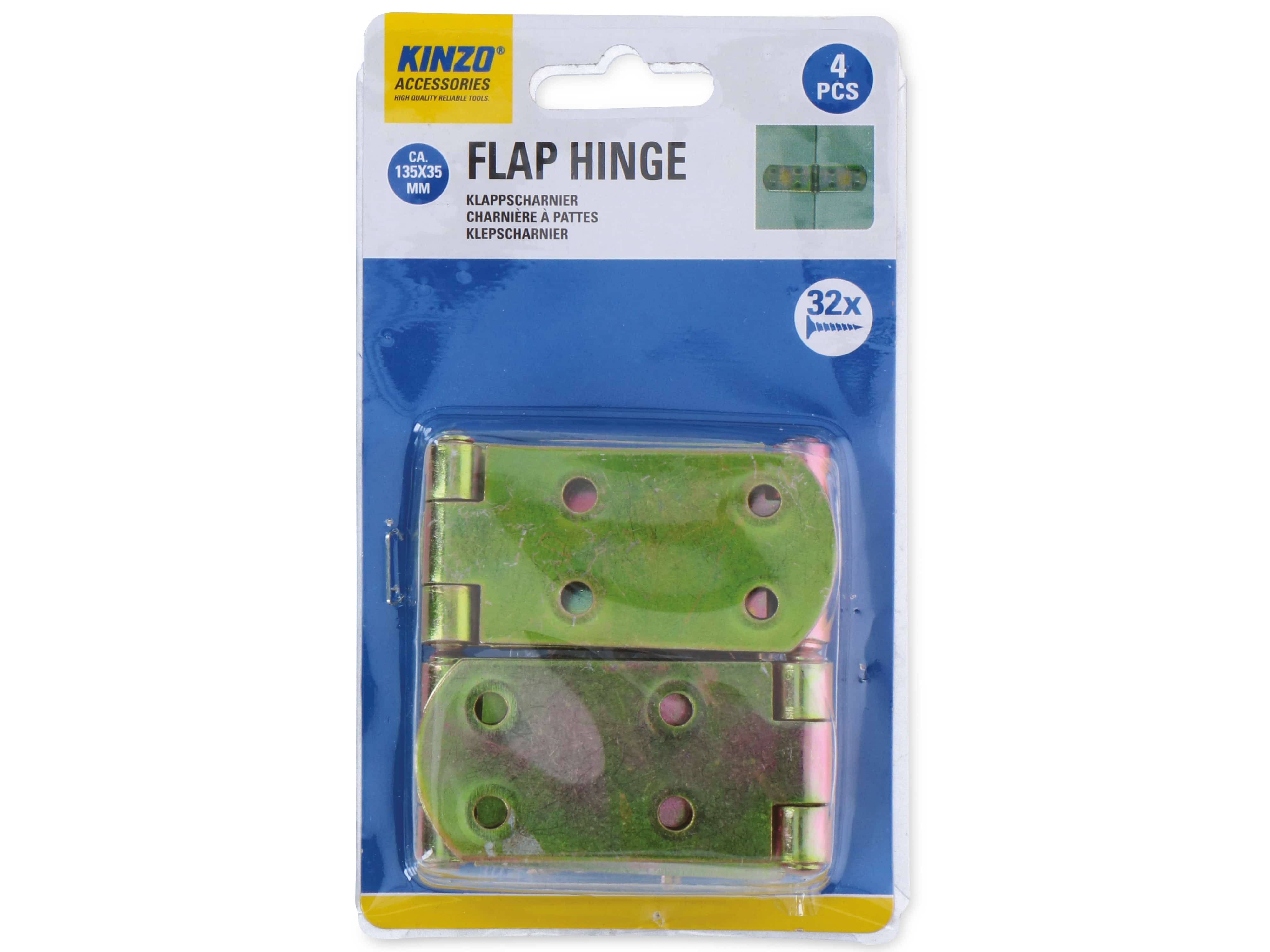 KINZO Klappscharnier-Set, 4 Stück, 135x35 mm, 32 Schrauben KINZO Klappscharnier-Set, 4 Stück, 135x35 mm, 32 Schrauben