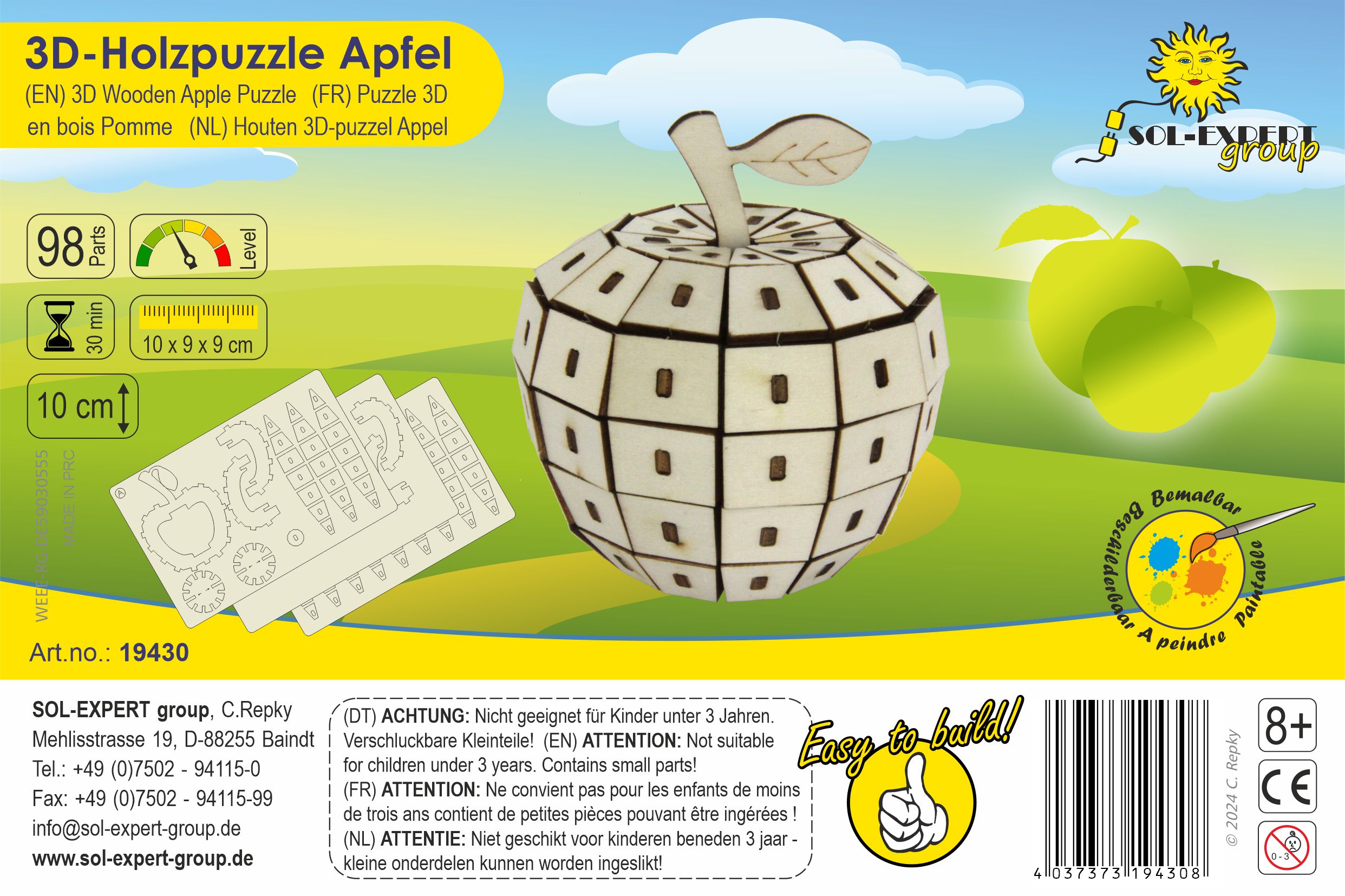 SOL-EXPERT 3D Holz Puzzle Apfel SOL-EXPERT 3D Holz Puzzle Apfel