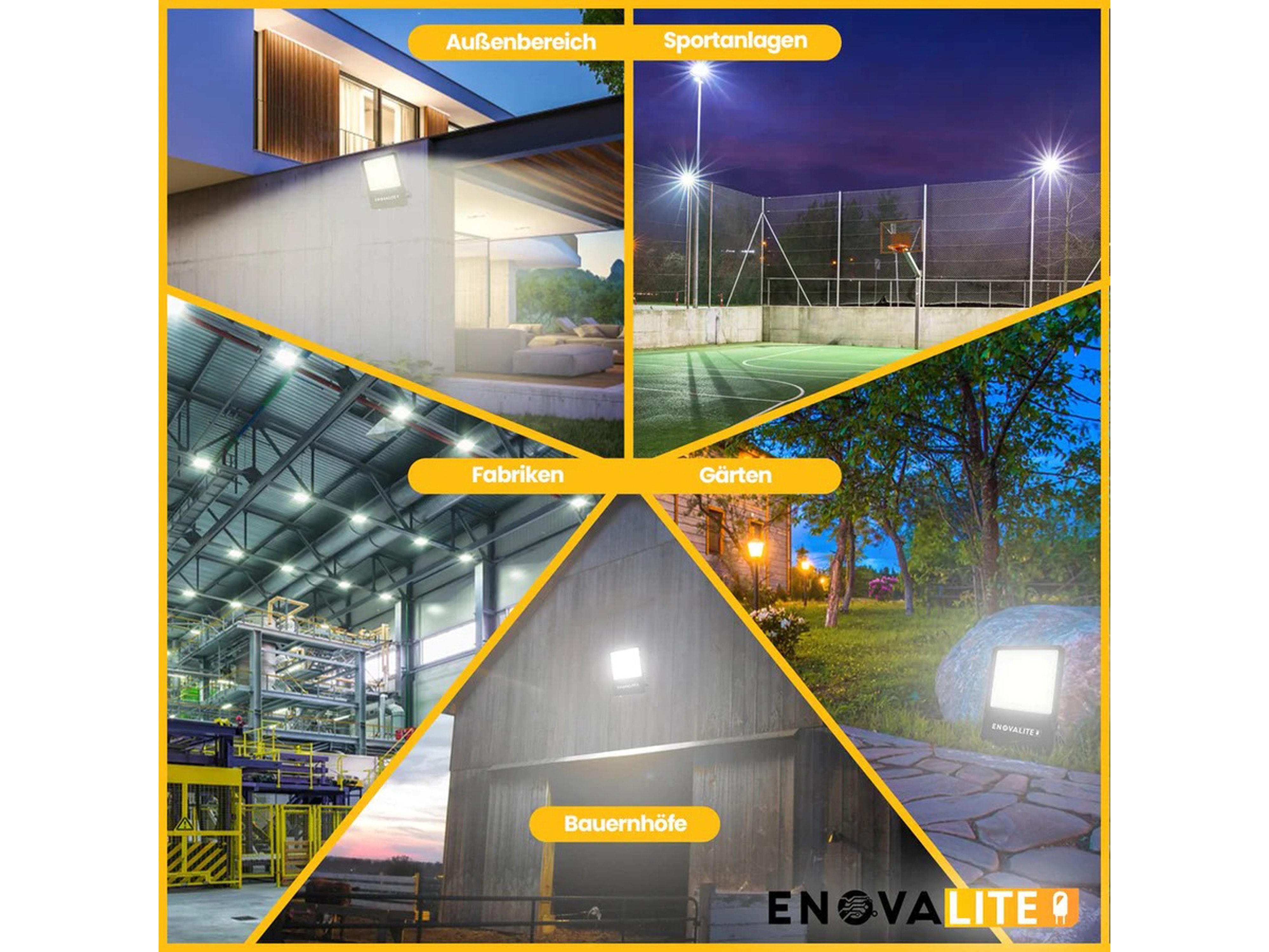 ENOVALITE LED-Fluter, EEK: E, 100W, 13000lm, 4000K, schwarz ENOVALITE LED-Fluter, EEK: E, 100W, 13000lm, 4000K, schwarz