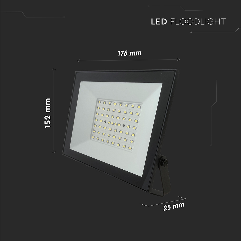V-TAC LED-Fluter, VT-44054, 50 W, 6500K, EEK: F, 4000 lm, kaltweiß, IP65, schwarz V-TAC LED-Fluter, VT-44054, 50 W, 6500K, EEK: F, 4000 lm, kaltweiß, IP65, schwarz