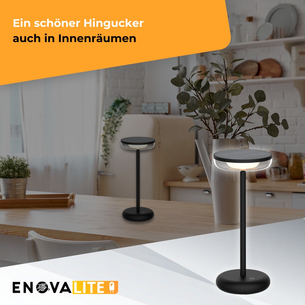ENOVALITE LED-Akku-Tischleuchte, Solar- u. Netzbetrieb, dimmbar, 2700K ENOVALITE LED-Akku-Tischleuchte, Solar- u. Netzbetrieb, dimmbar, 2700K