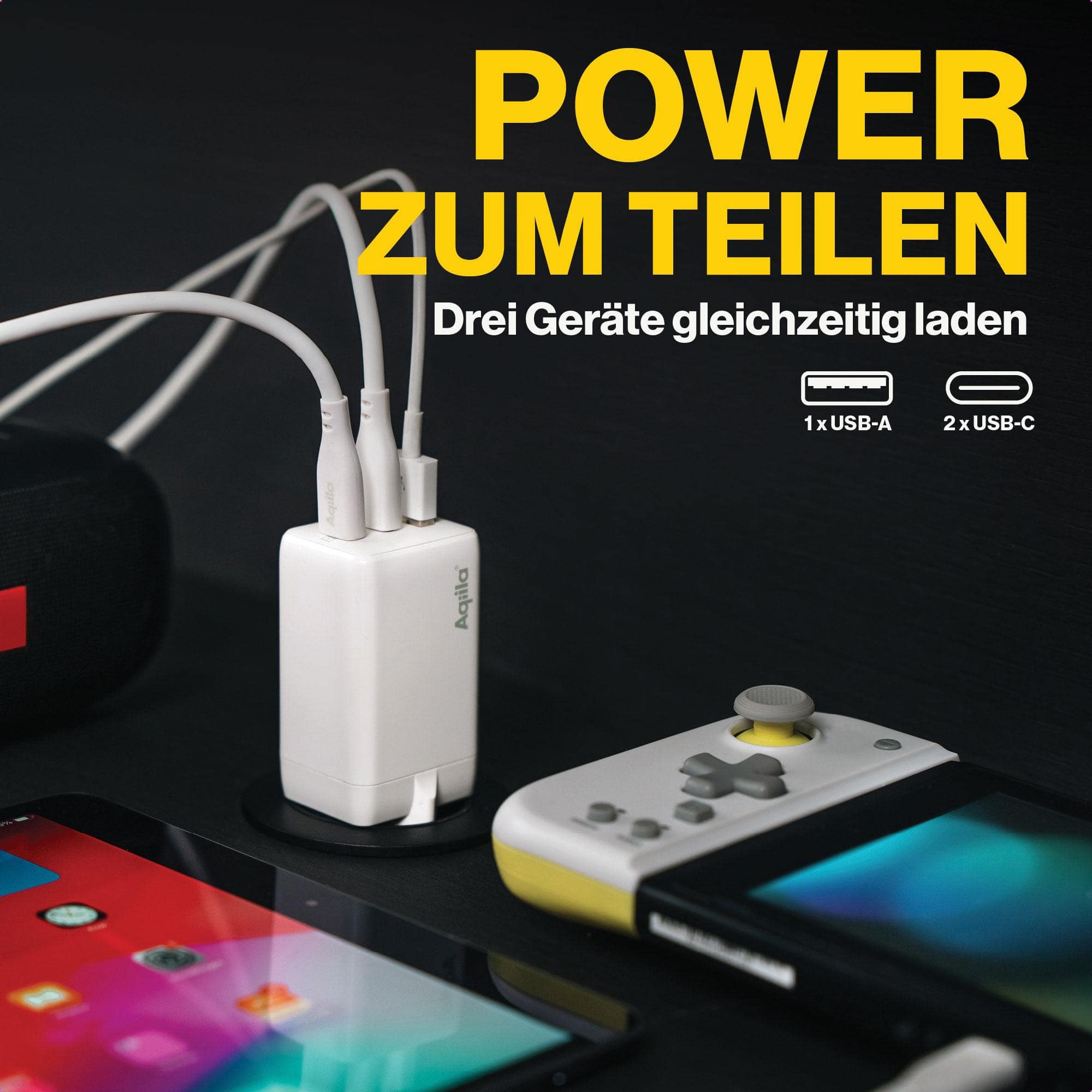 AQIILA USB-Lader Chargebird W3, 65 W, 3-fach, 2x USB-C, 1x USB-A AQIILA USB-Lader Chargebird W3, 65 W, 3-fach, 2x USB-C, 1x USB-A