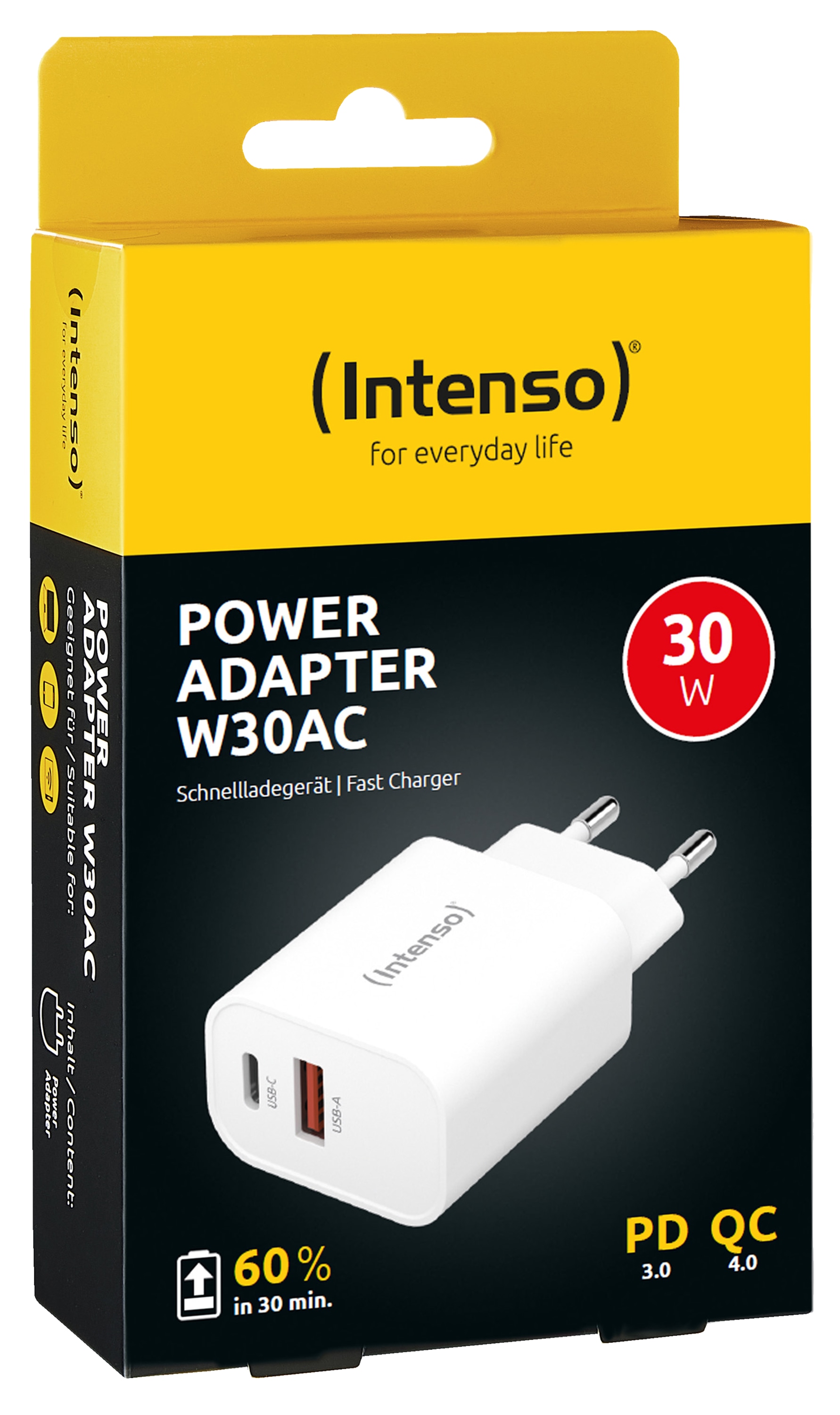 INTENSO USB-Ladegerät W30AC,1 x USB-A und 1 x USB-C, 30 Watt INTENSO USB-Ladegerät W30AC,1 x USB-A und 1 x USB-C, 30 Watt