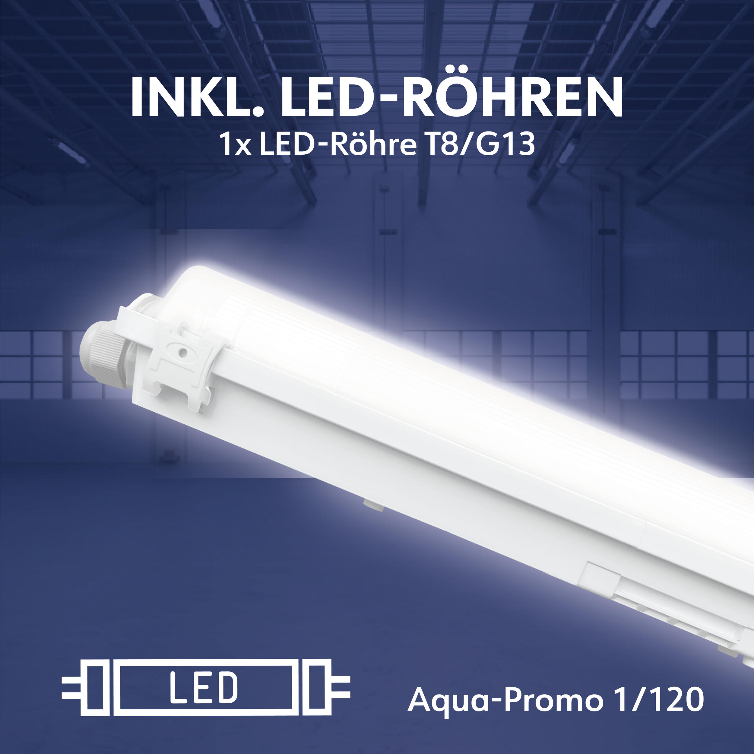 MÜLLER-LICHT LED-Feuchtraum-Wannenleuchte AQUA-PROMO 1/120, 16 W, 1680 lm, 4000 K, 1272 mm MÜLLER-LICHT LED-Feuchtraum-Wannenleuchte AQUA-PROMO 1/120, 16 W, 1680 lm, 4000 K, 1272 mm