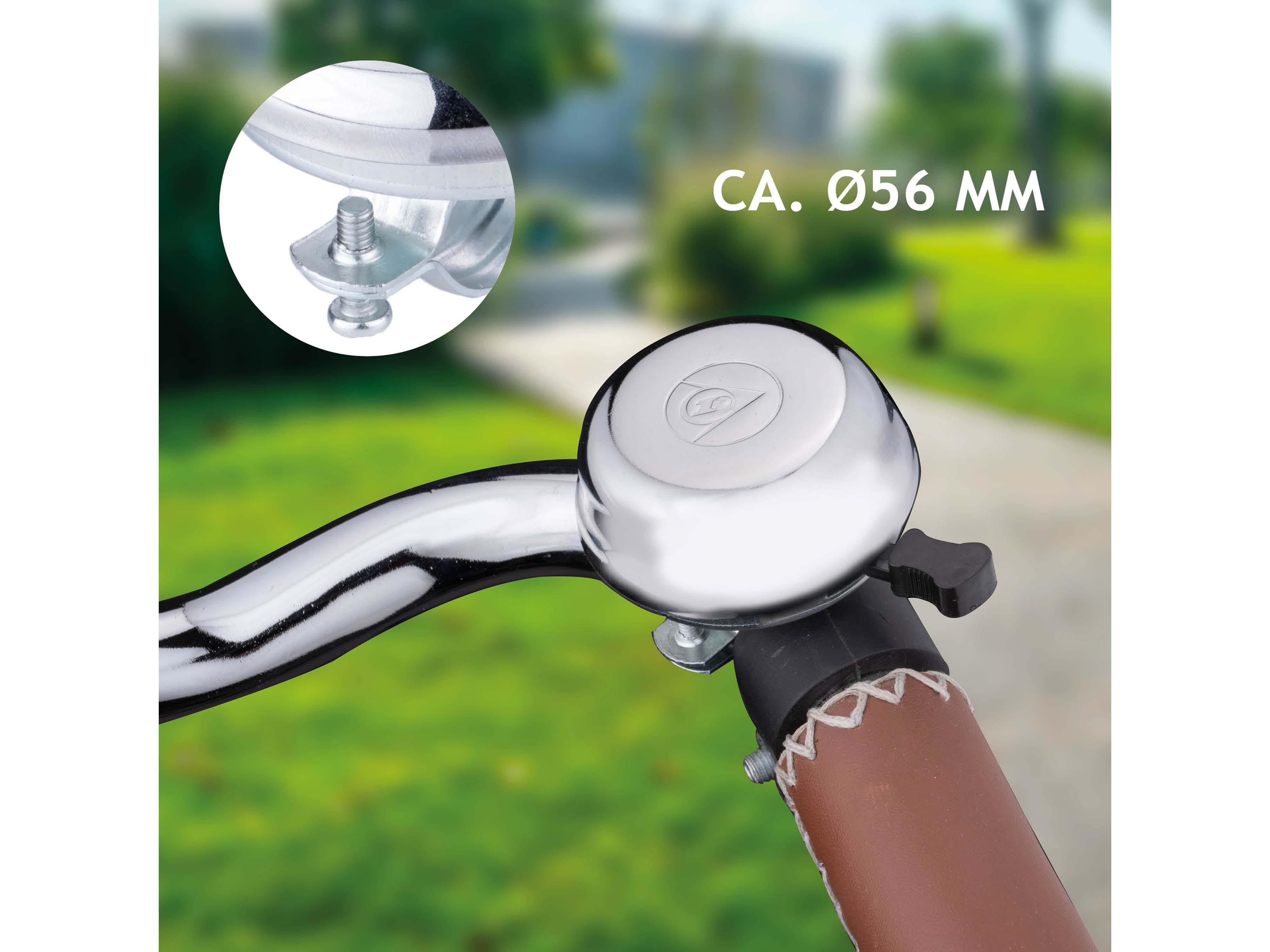 DUNLOP Fahrrad-Glocke, 56 mm, silber DUNLOP Fahrrad-Glocke, 56 mm, silber