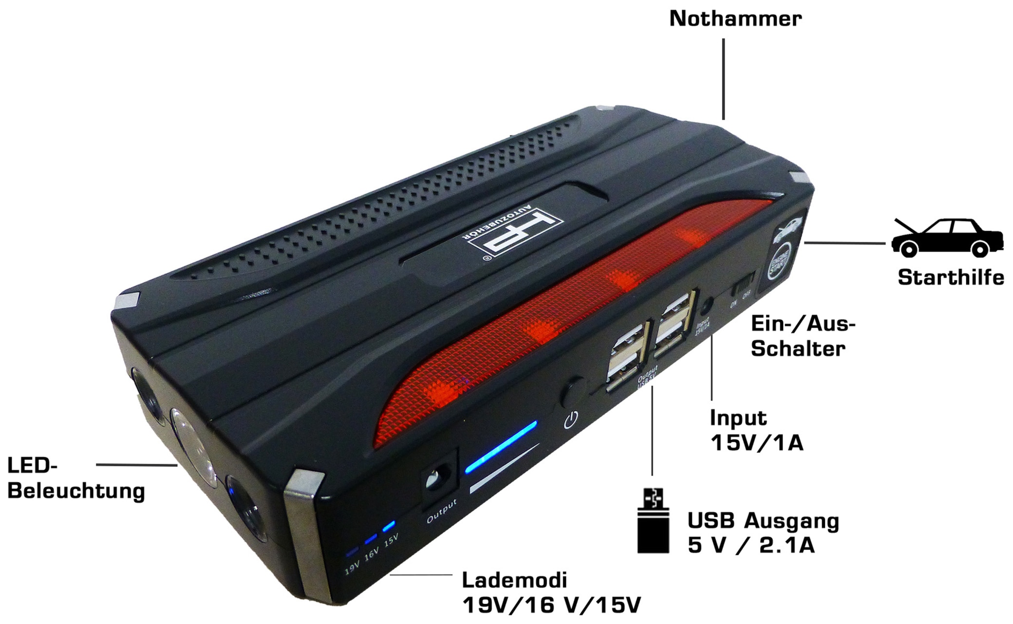 HP AUTOZUBEHÖR Profi Powerpack 20893, mit Starthilfe, 15/16/19 V, 600 A HP AUTOZUBEHÖR Profi Powerpack 20893, mit Starthilfe, 15/16/19 V, 600 A