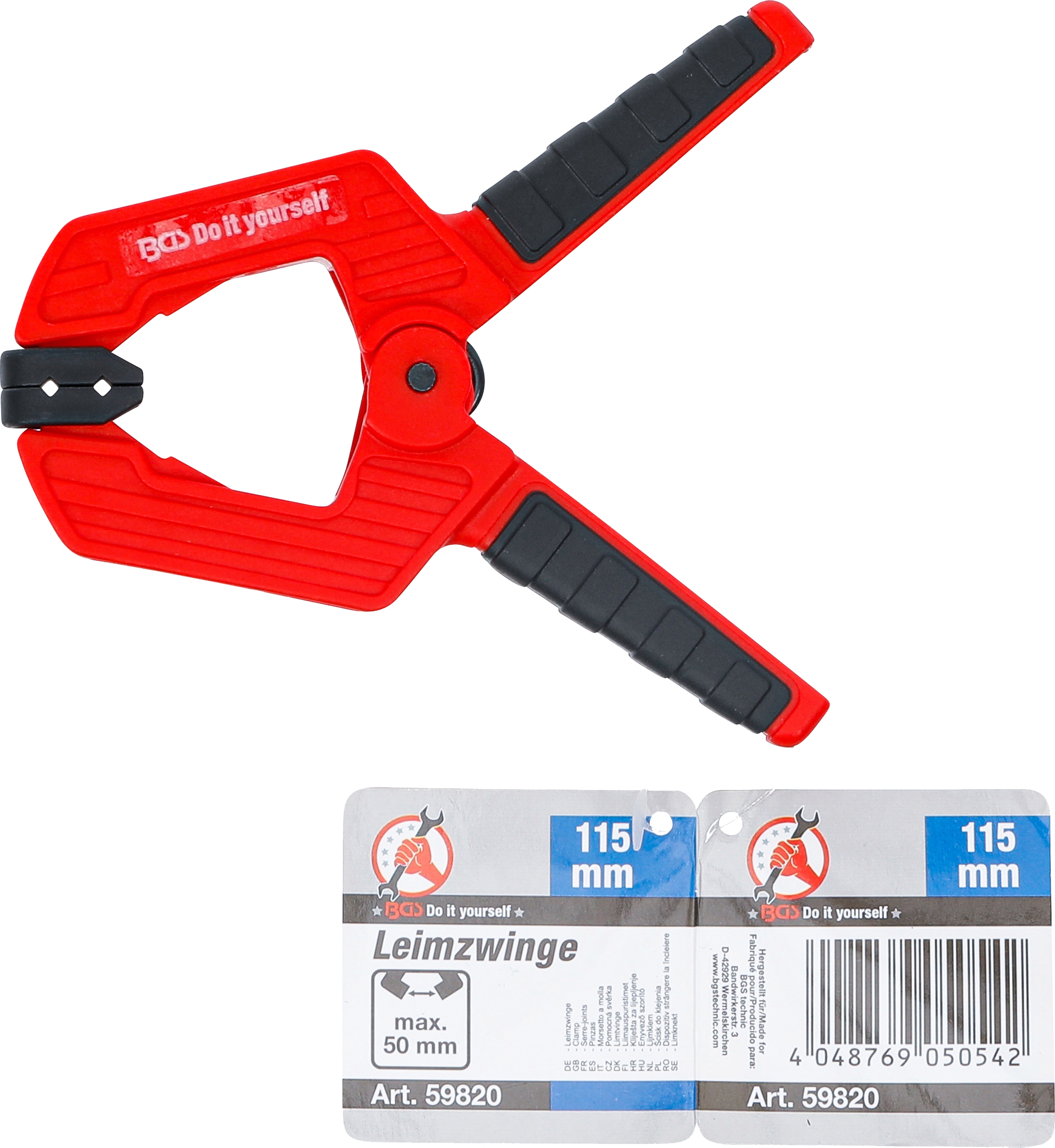 BGS TECHNIC Leimzwinge 59820, 115 mm, rot/schwarz BGS TECHNIC Leimzwinge 59820, 115 mm, rot/schwarz