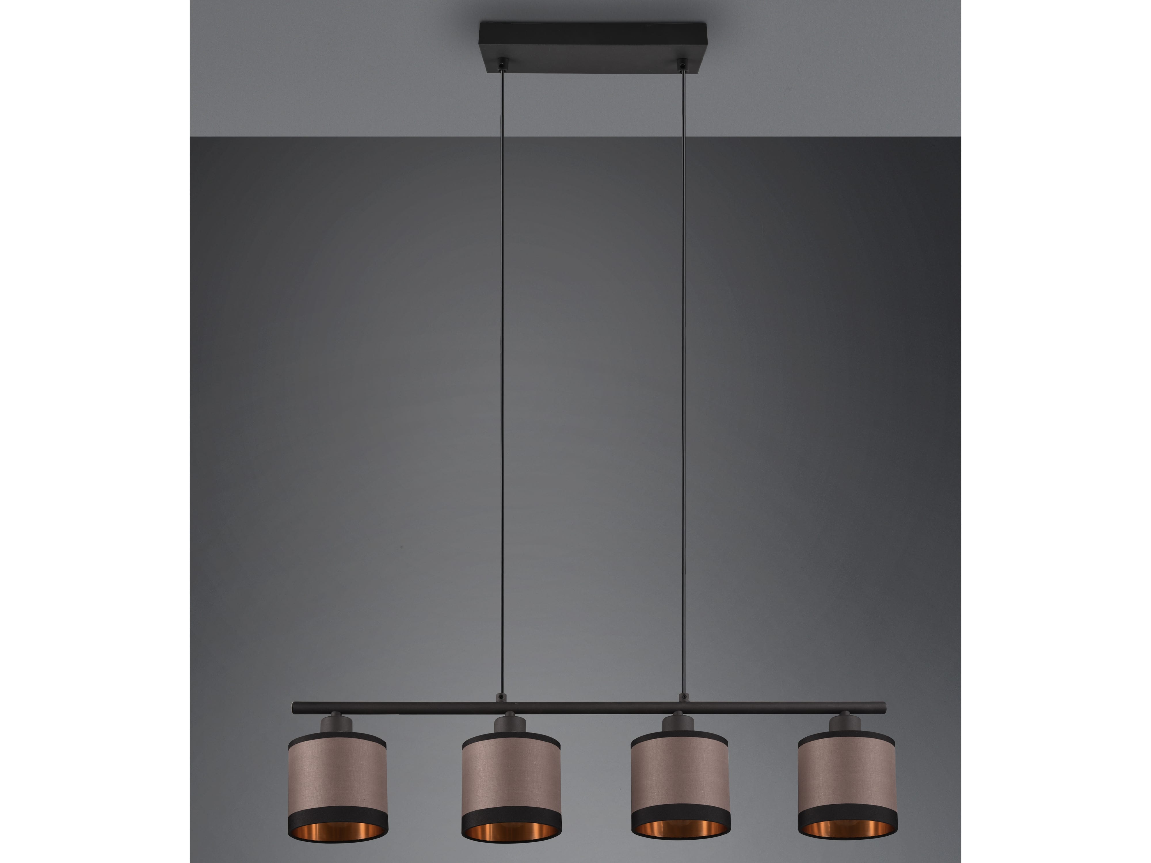REALITY Pendelleuchte Davos R31554041 schwarz, Schirme taupe, für 4 x E14 REALITY Pendelleuchte Davos R31554041 schwarz, Schirme taupe, für 4 x E14