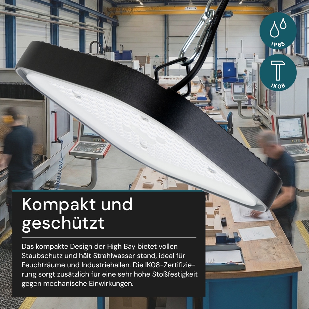 LUXULA LED-HighBay-Leuchte, EEK: E, 100 W, 12000 lm, 5000 K, schwarz