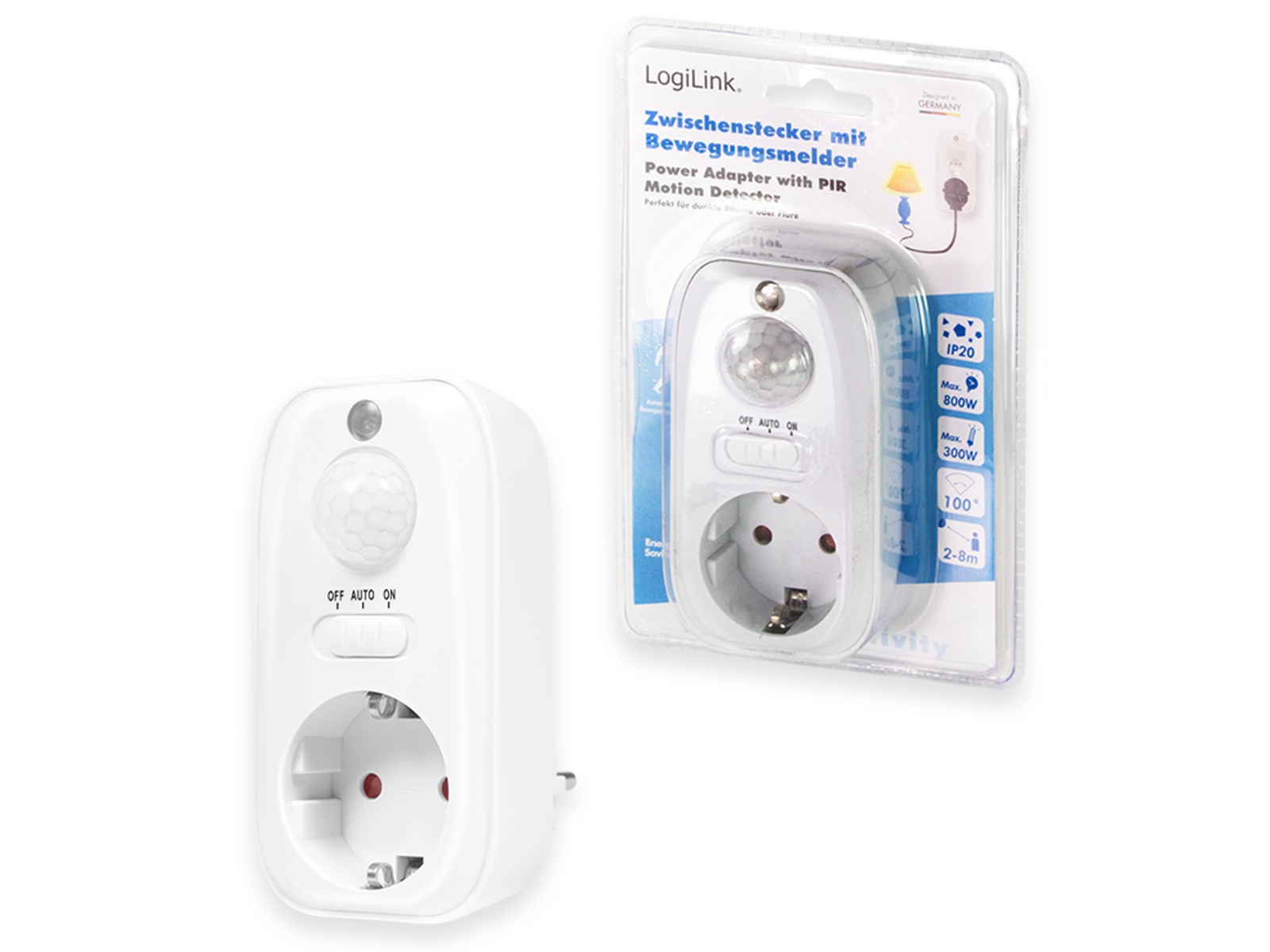 LOGILINK Steckdose mit Bewegungsmelder PA0248, weiß LOGILINK Steckdose mit Bewegungsmelder PA0248, weiß