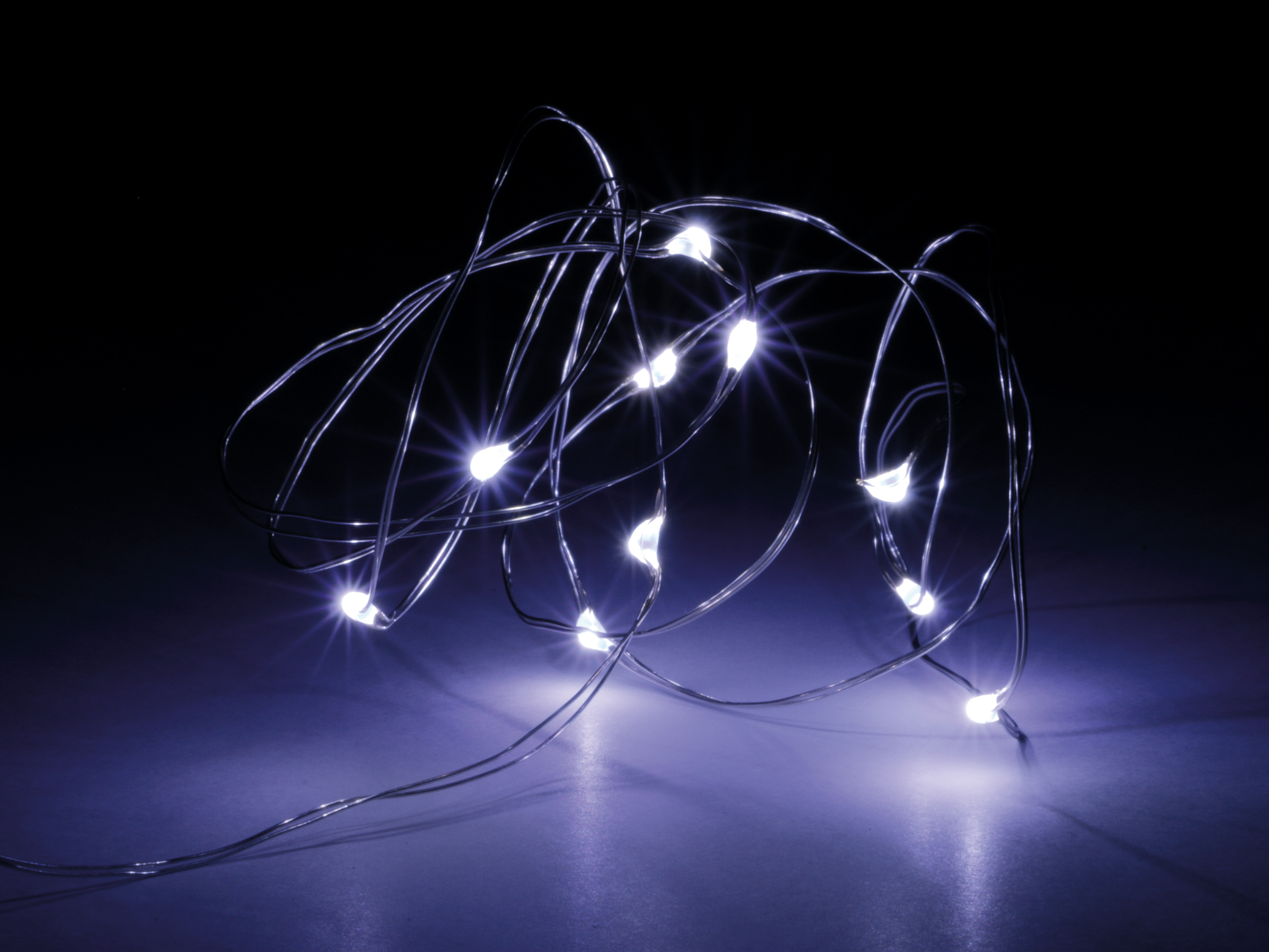 LED-Lichterkette, Silberdraht, 18 LEDs, weiß