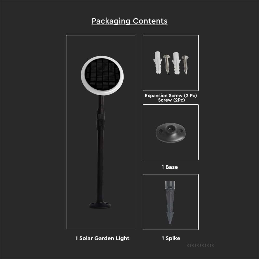 V-TAC Solar LED-Gartenleuchte VT-943, 3 W, 4000 K, schwarz, 2 Stück V-TAC Solar LED-Gartenleuchte VT-943, 3 W, 4000 K, schwarz, 2 Stück