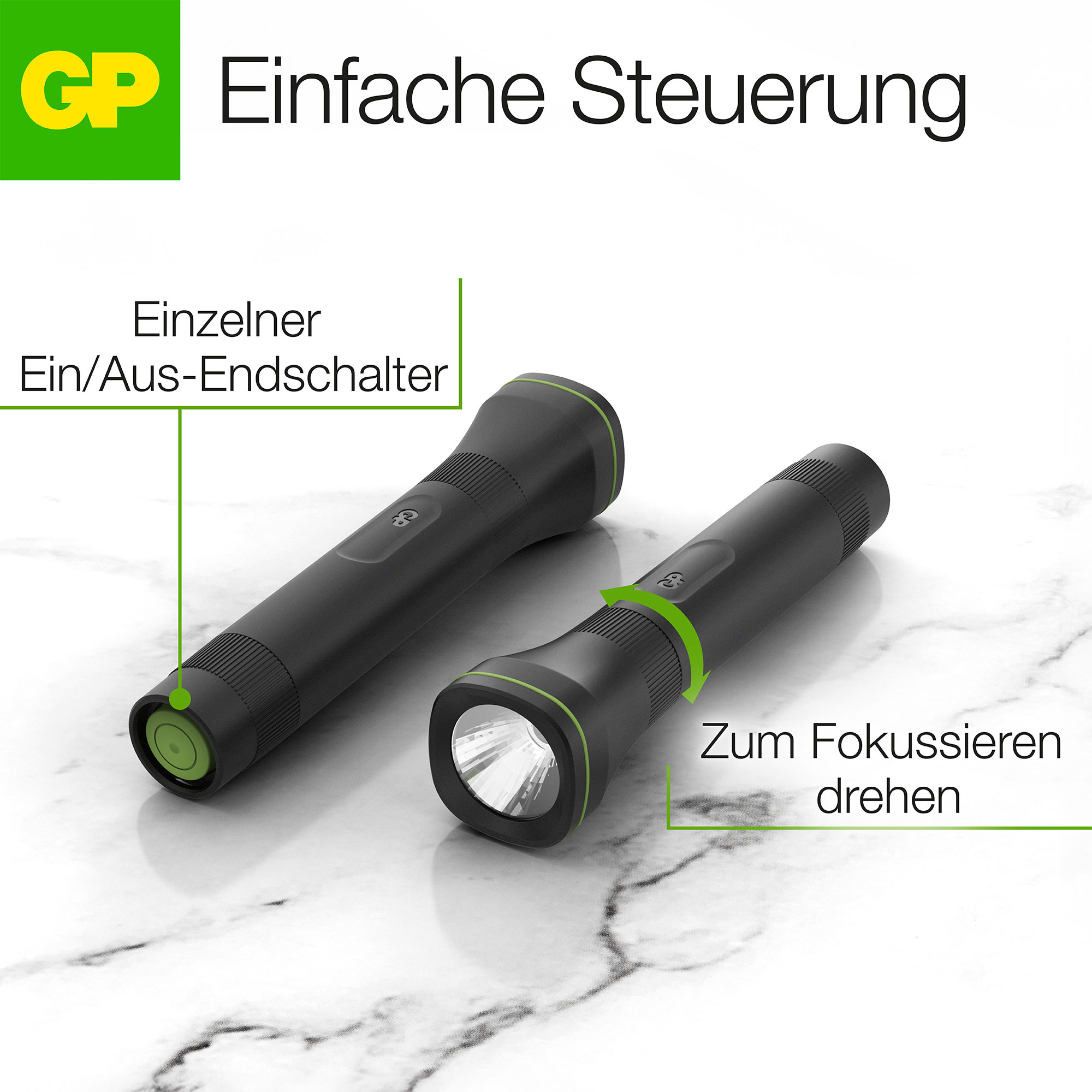 GP LED-Taschenlampe C107, 70lm , 166 mm lang