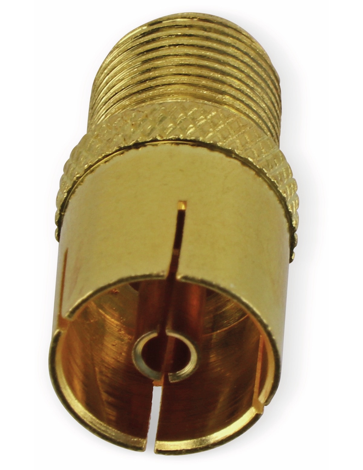 S-IMPULS F-Adapter, Koaxialkupplung/F-Kupplung, vergoldet S-IMPULS F-Adapter, Koaxialkupplung/F-Kupplung, vergoldet