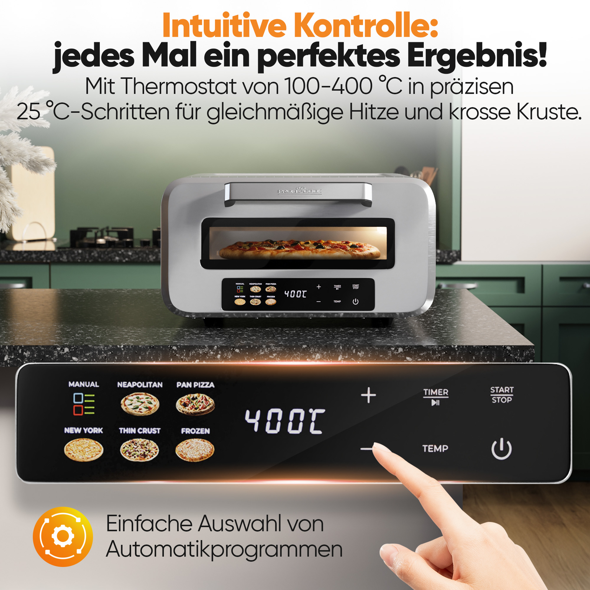 PROFI COOK Pizzaofen PC-PO 1323, inkl. Pizzastein & Pizzaheber, 400°C PROFICOOK Pizzaofen PC-PO 1323, inkl. Pizzastein & Pizzaheber, 400°C