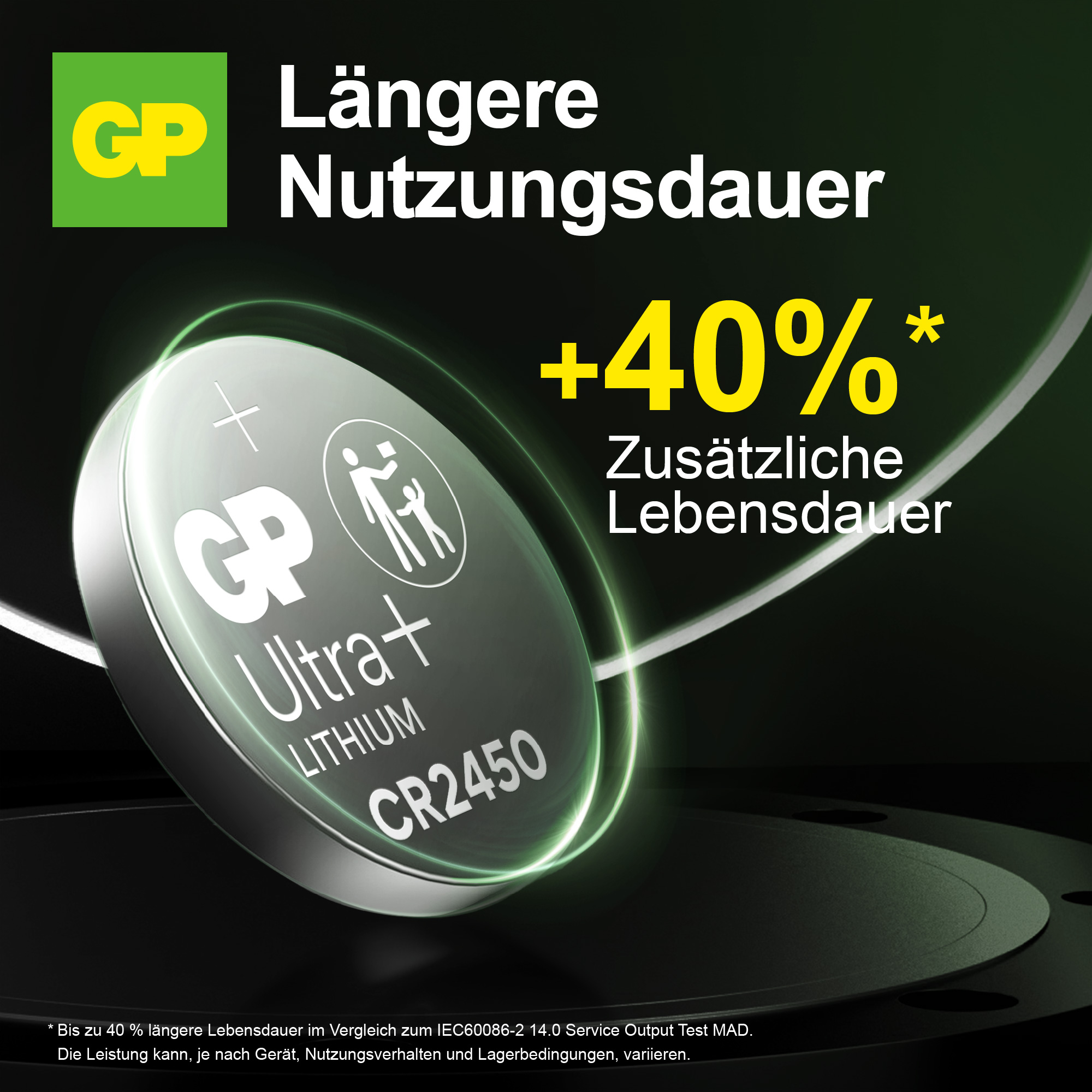 Knopfzelle GP Ultra Plus, CR2450, Lithium, 2 Stück Knopfzelle GP Ultra Plus, CR2450, Lithium, 2 Stück