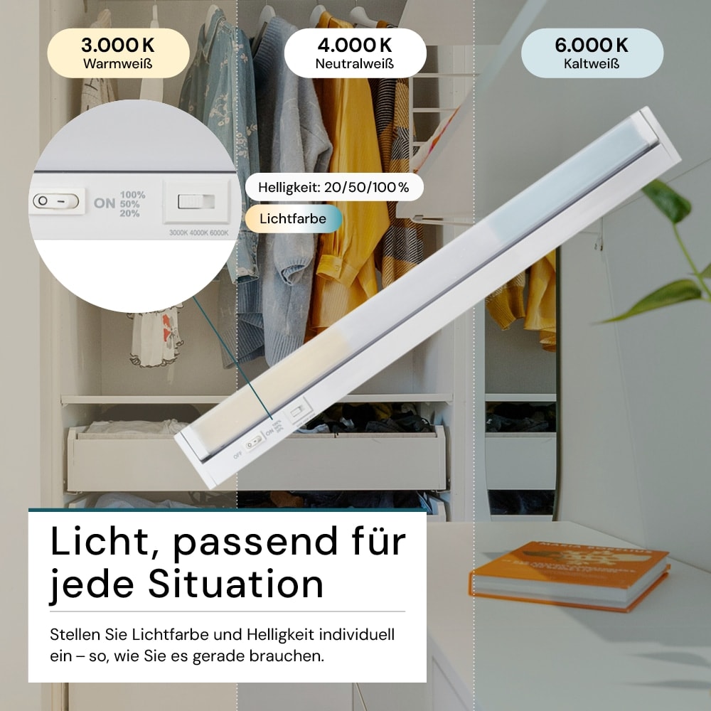 LUXULA LED-Unterbauleuchte, 8W, EEK: F, 800lm, CCT, IP20, dimmbar, weiß, 55 cm LUXULA LED-Unterbauleuchte, 8W, EEK: F, 800lm, CCT, IP20, dimmbar, weiß, 55 cm