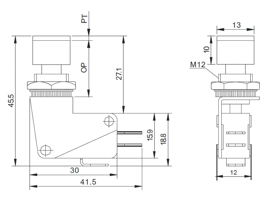 Einbau-Drucktaster DS438, 7,5 A/250 V~, rot Einbau-Drucktaster DS438, 7,5 A/250 V~, rot