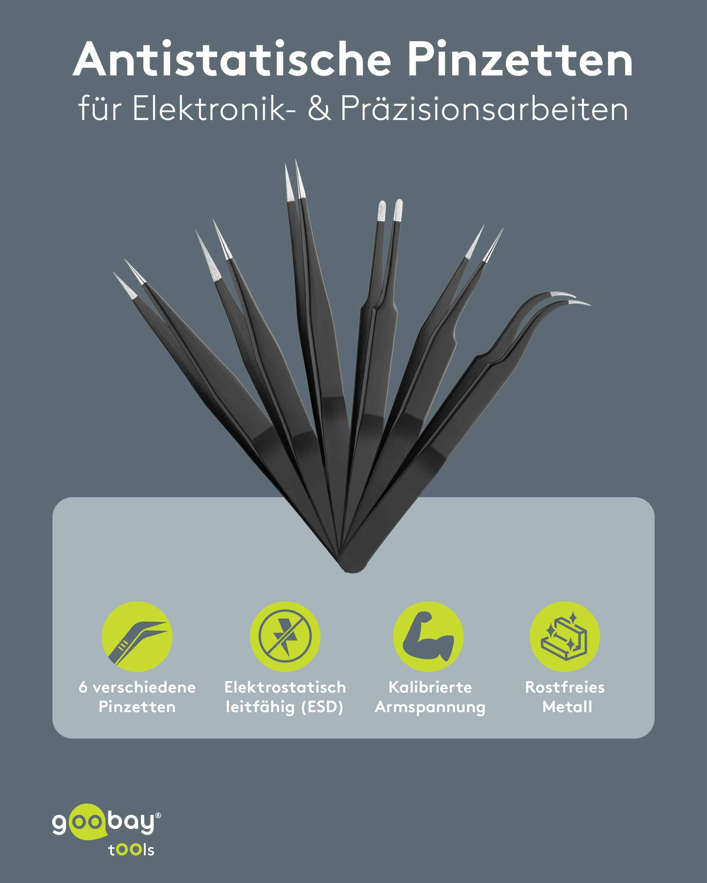 GOOBAY TOOLS Pinzetten-Set, 41256, 6-teilig GOOBAY TOOLS Pinzetten-Set, 41256, 6-teilig