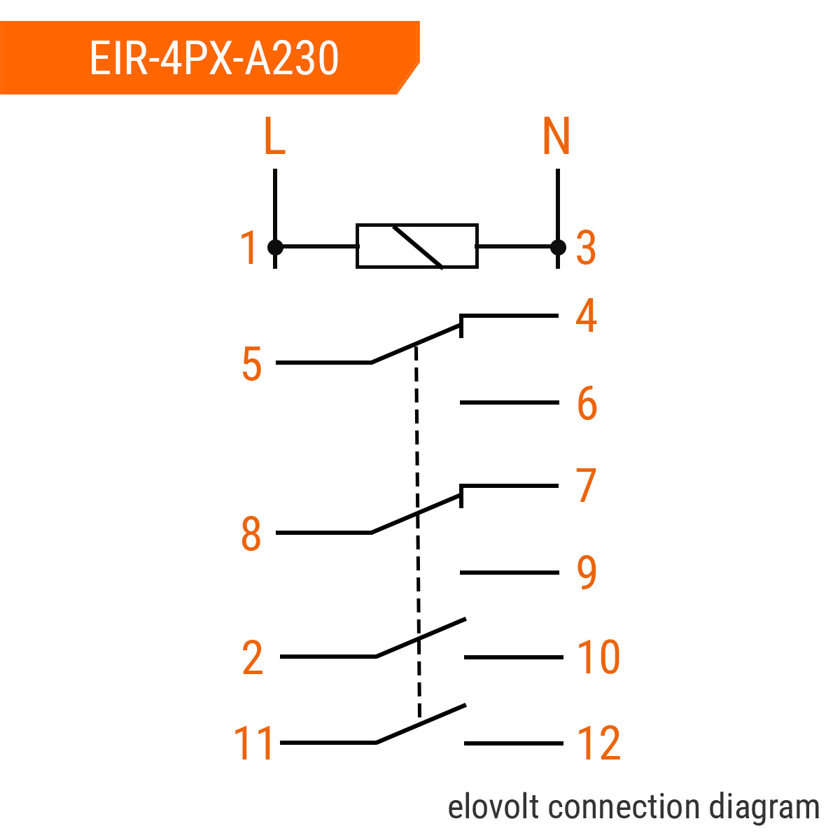 ELOVOLT Schaltrelais EIR-4PX-A230, 4x 8 A, 230 V, 2 Schliesser + 2 Wechsler ELOVOLT Schaltrelais EIR-4PX-A230, 4x 8 A, 230 V, 2 Schliesser + 2 Wechsler