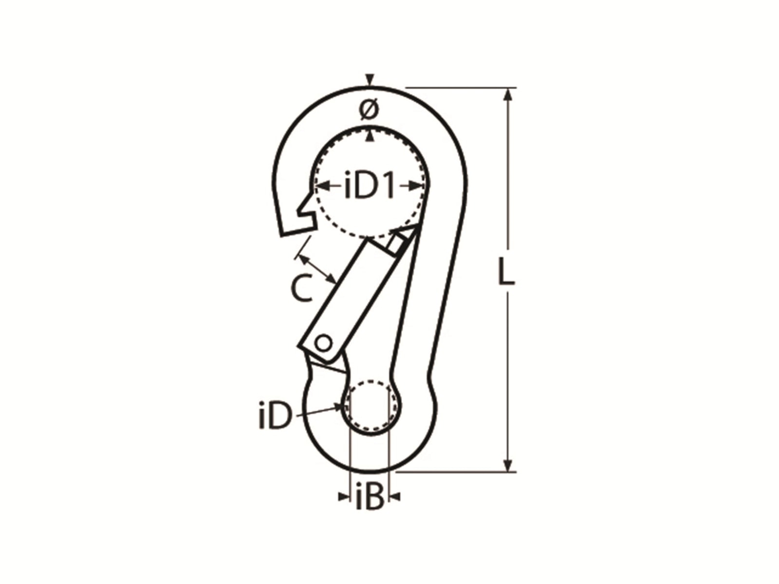 MARINETECH Karabinerhaken, Edelstahl A4, 8x80 mm, mit Sicherheitsmutter MARINETECH Karabinerhaken, Edelstahl A4, 8x80 mm, mit Sicherheitsmutter