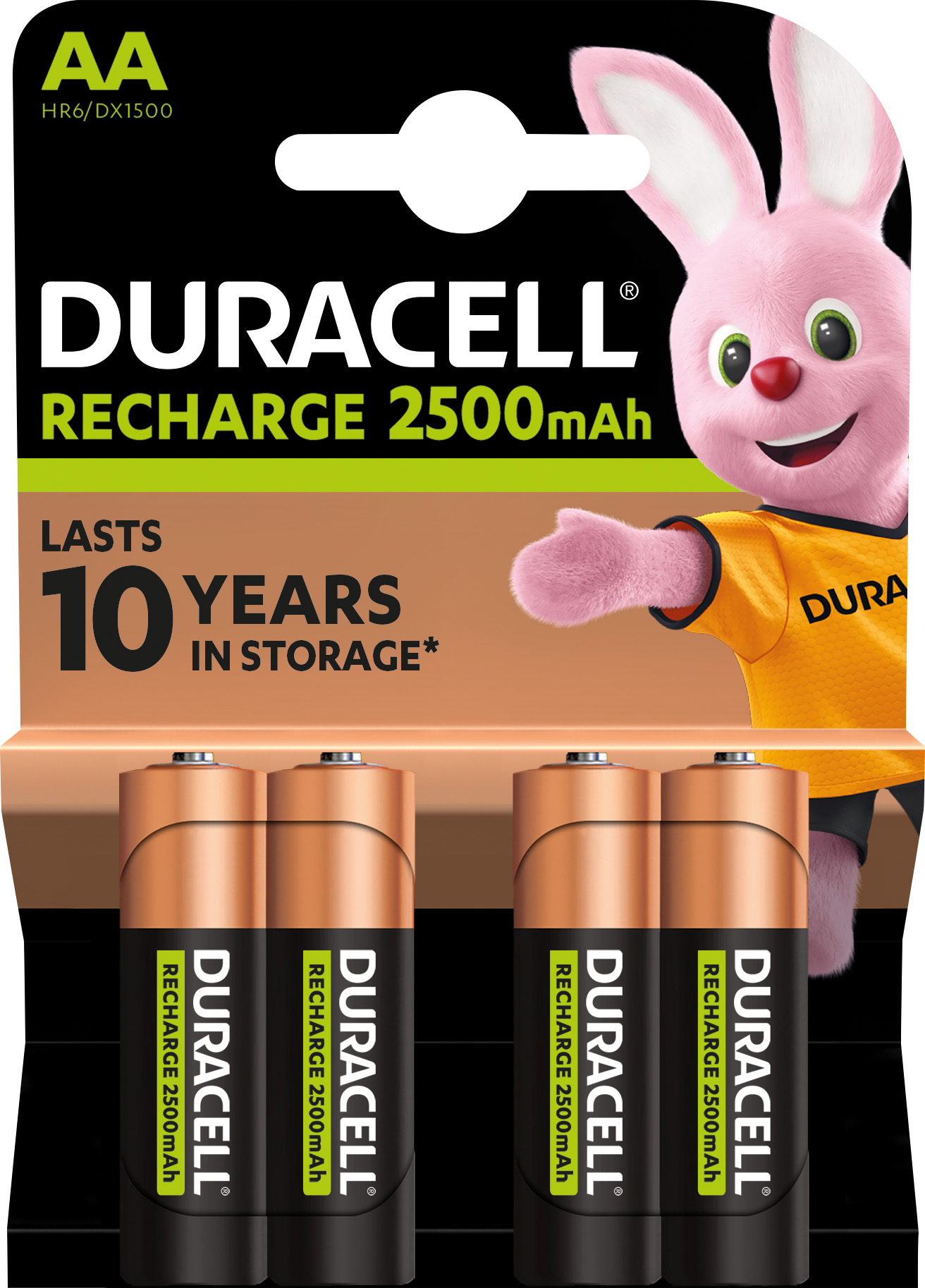 DURACELL NiMH-Mignon-Akku HR06, 1.2V/2500mAh, rechargeable, 4 Stück
