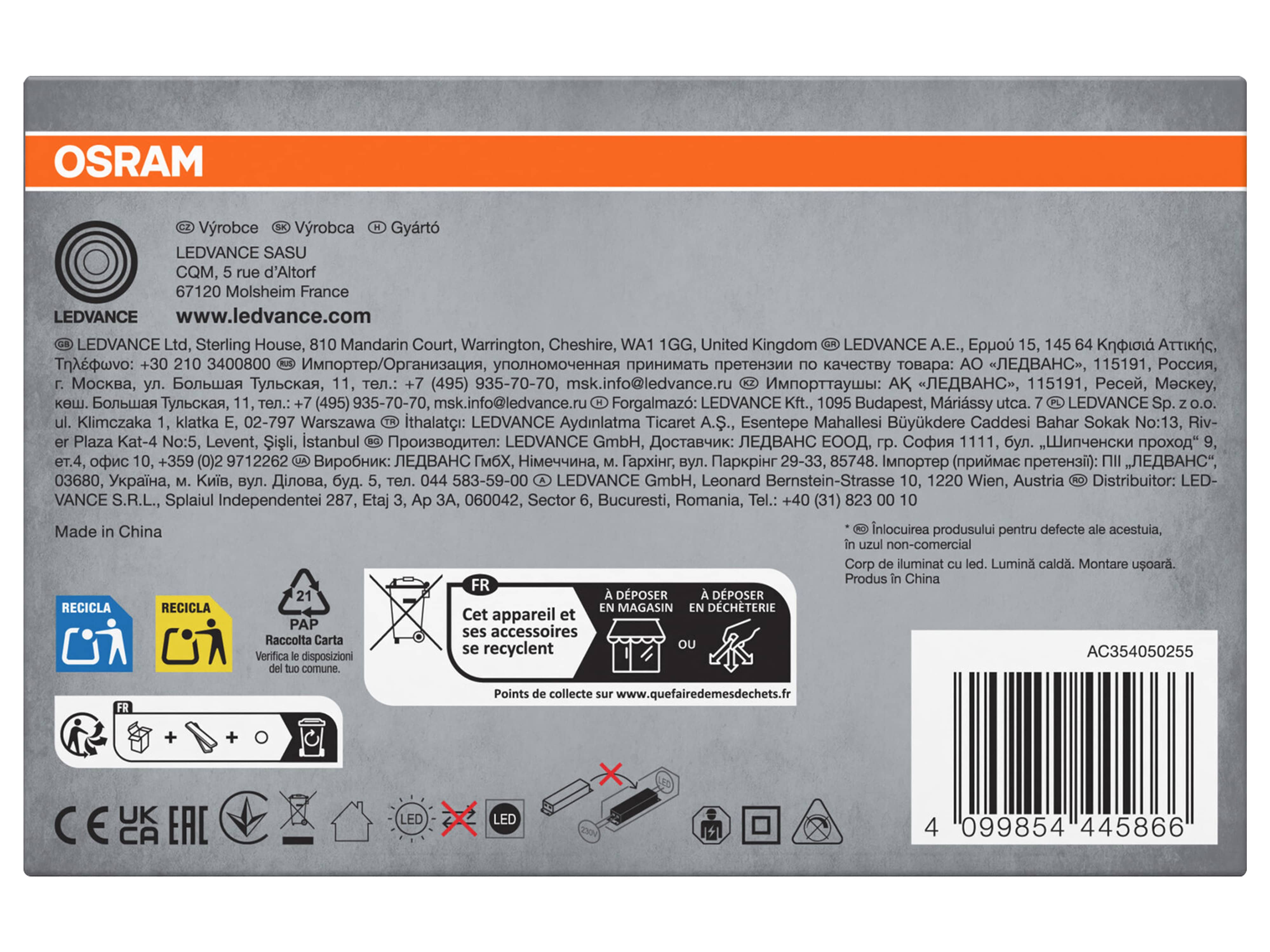 OSRAM LED-Einbauleuchte, ultra slim, 4,5W, 720 lm, 3000K, IP20, warmweiß, Ø 85 mm, 3 Stück OSRAM LED-Einbauleuchte, ultra slim, 4,5W, 720 lm, 3000K, IP20, warmweiß, Ø 85 mm, 3 Stück