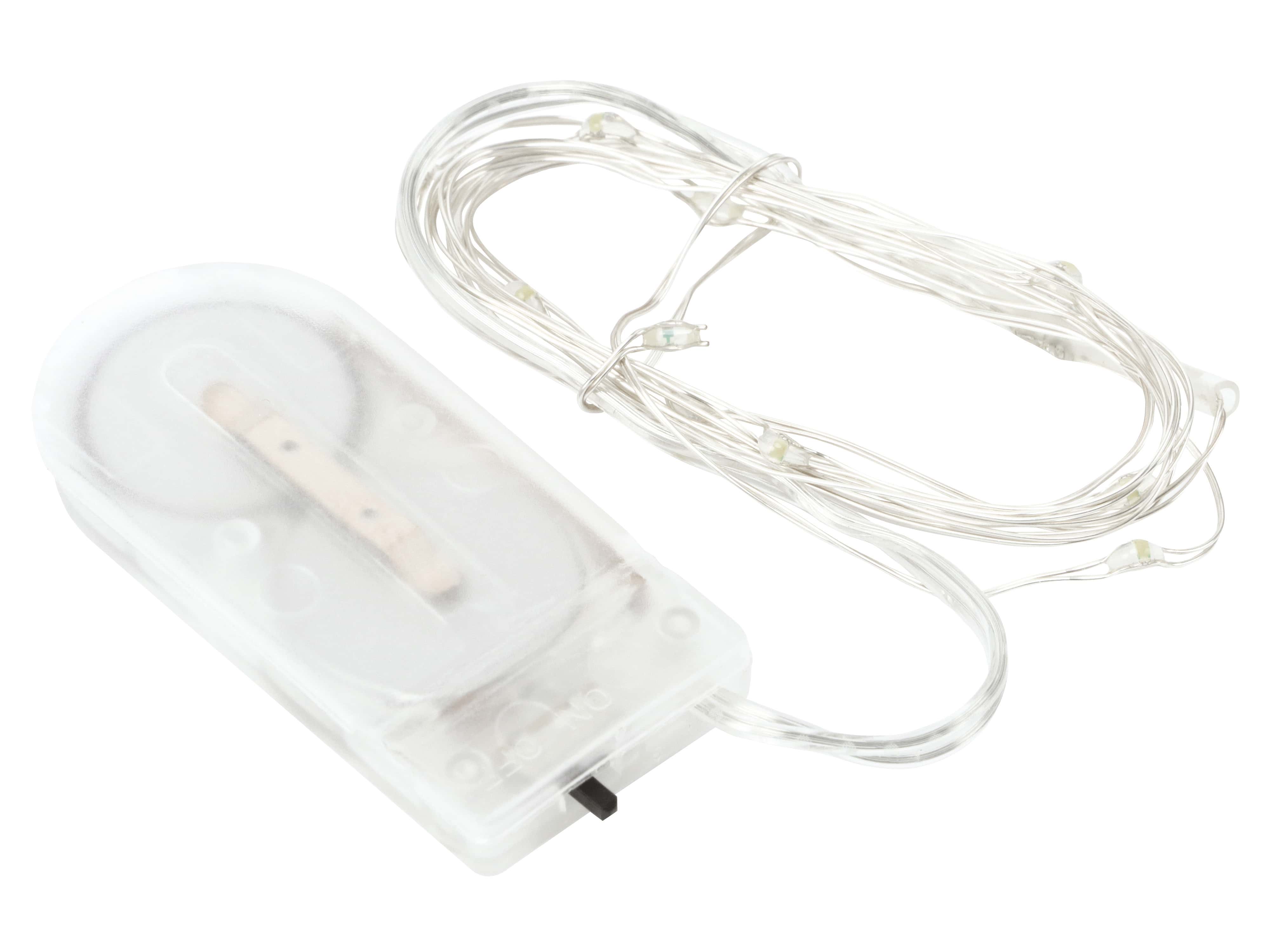 LED-Lichterkette, Silberdraht, 18 LEDs, multicolor, Batteriebetrieb, inkl. Batterien LED-Lichterkette, Silberdraht, 18 LEDs, multicolor