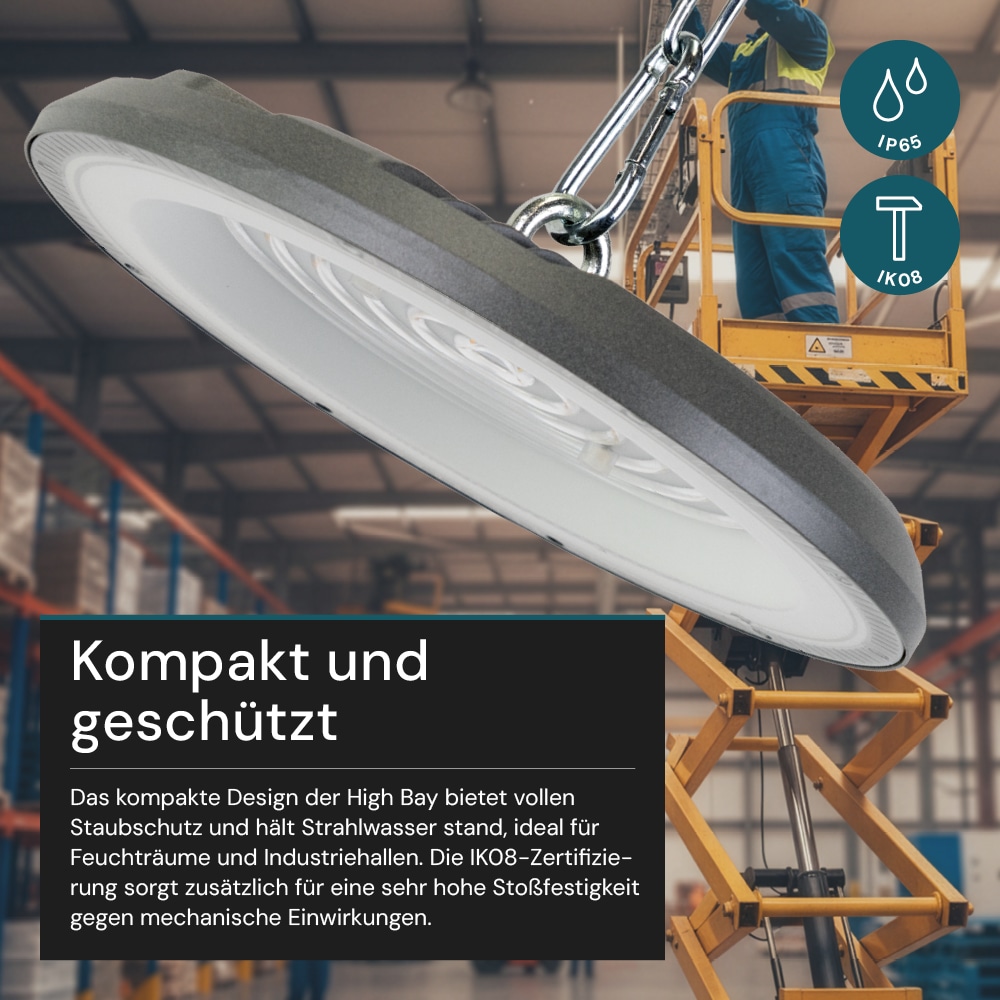 LUXULA LED-Hallenleuchte LX500137, HighBay, UFO, 200W, 20000lm, CCT, IP65 LUXULA LED-Hallenleuchte LX500137, HighBay, UFO, 200W, 20000lm, CCT, IP65