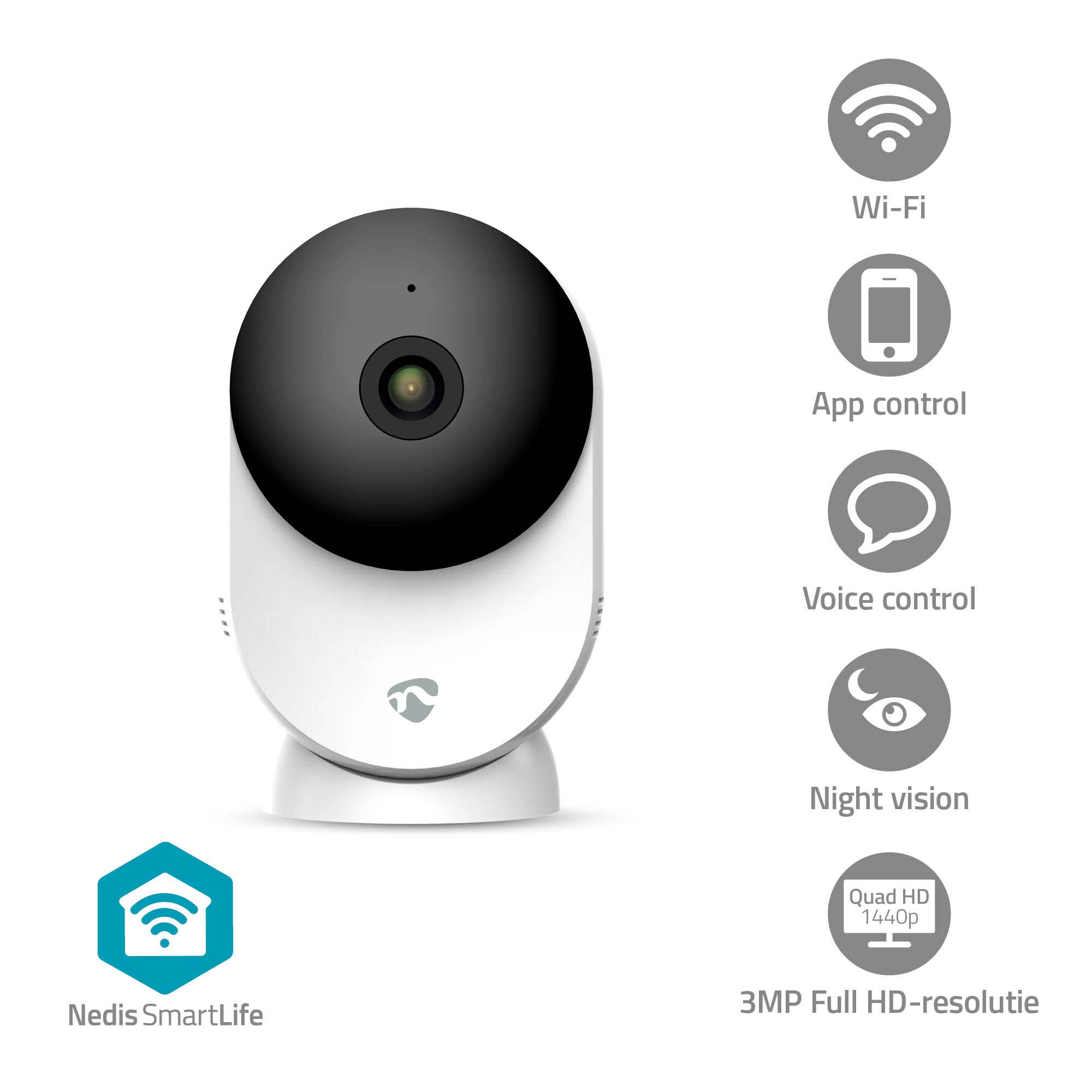 NEDIS Überwachungskamera SmartLife, WIFICI12CWT, Innen, Wi-Fi, weiß
