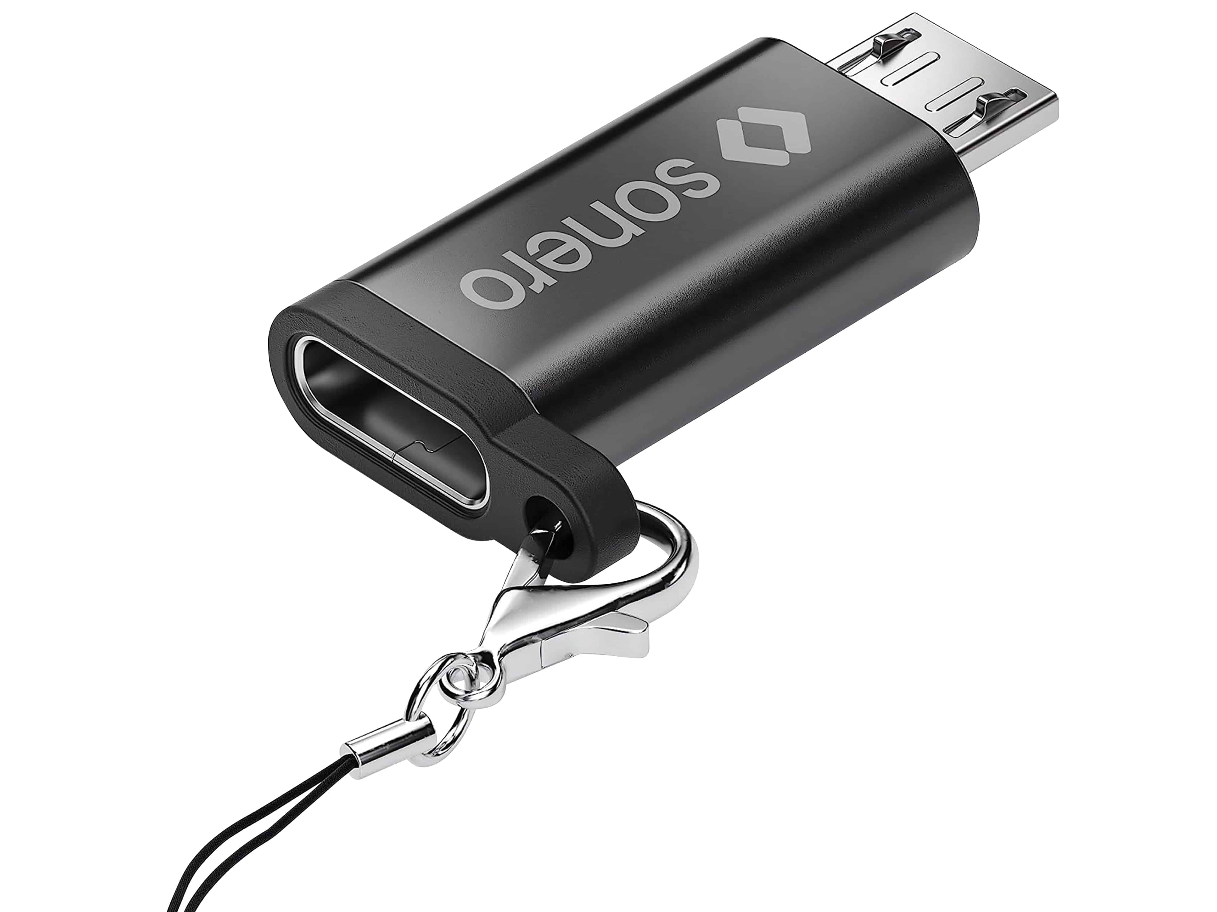 SONERO USB-Adapter OTG, Micro-USB auf USB-C Buchse, alu/schwarz SONERO USB-Adapter OTG, Micro-USB auf USB-C Buchse, alu/schwarz