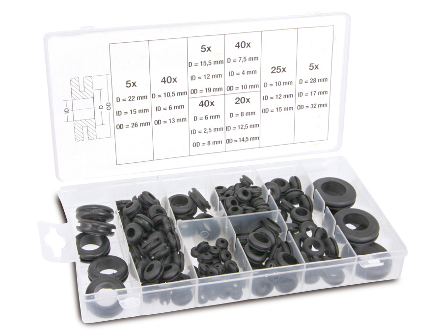 BGS TECHNIC Sortiment Gummi-Durchgangstüllen, 180-teilig BGS TECHNIC Sortiment Gummi-Durchgangstüllen, 180-teilig