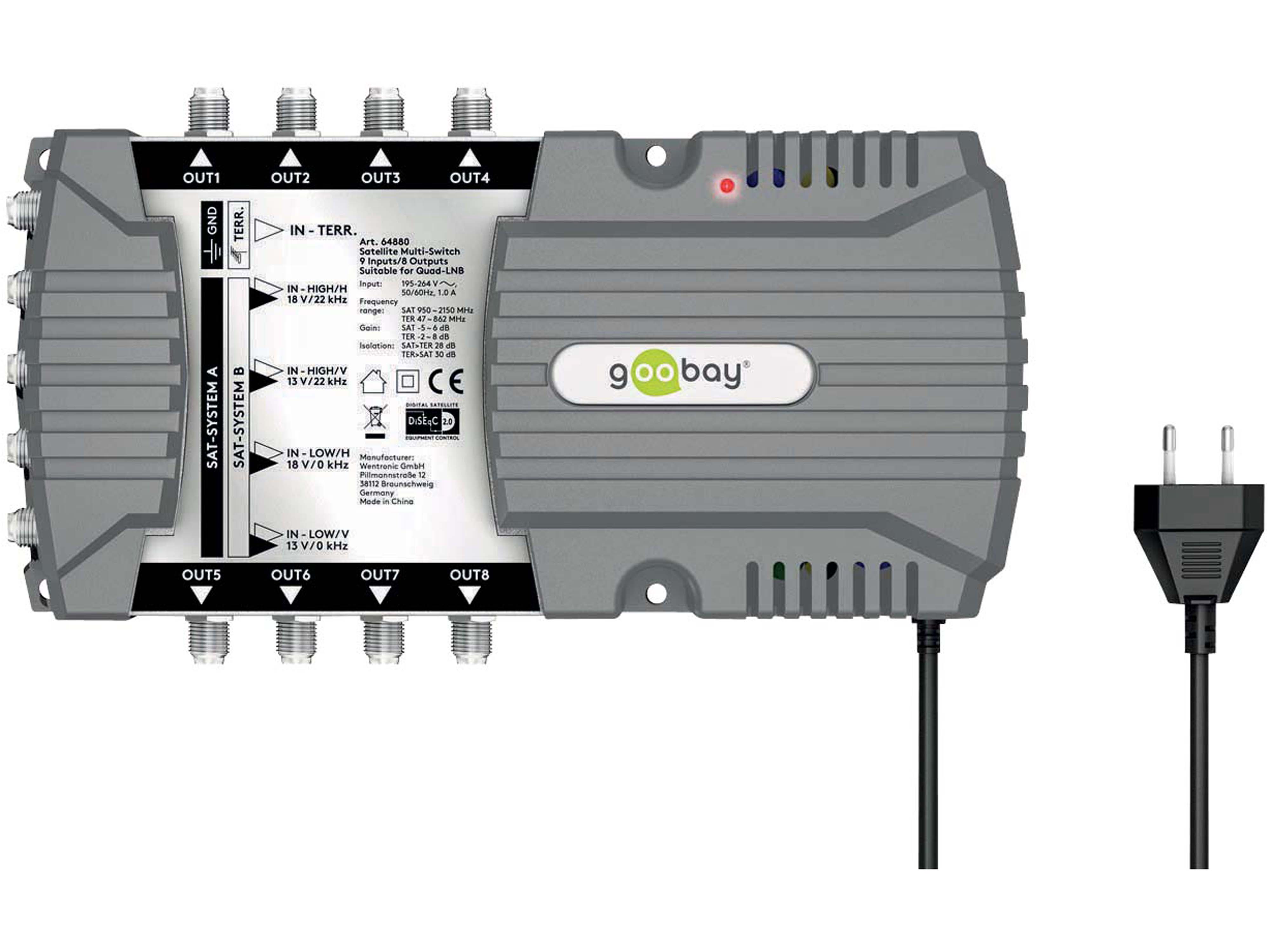 GOOBAY SAT-Multischalter 64880, 9/8 GOOBAY SAT-Multischalter 64880, 9/8