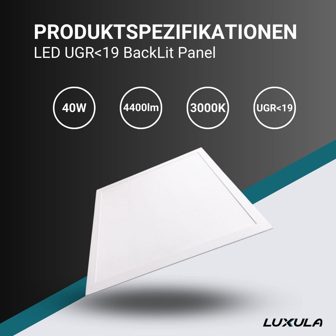 LUXULA LED-Panel, BackLit, 40 W, 4400 lm, EEK: E, 620x620 mm, 3000 K LUXULA LED-Panel, BackLit, 40 W, 4400 lm, EEK: E, 620x620 mm, 3000 K